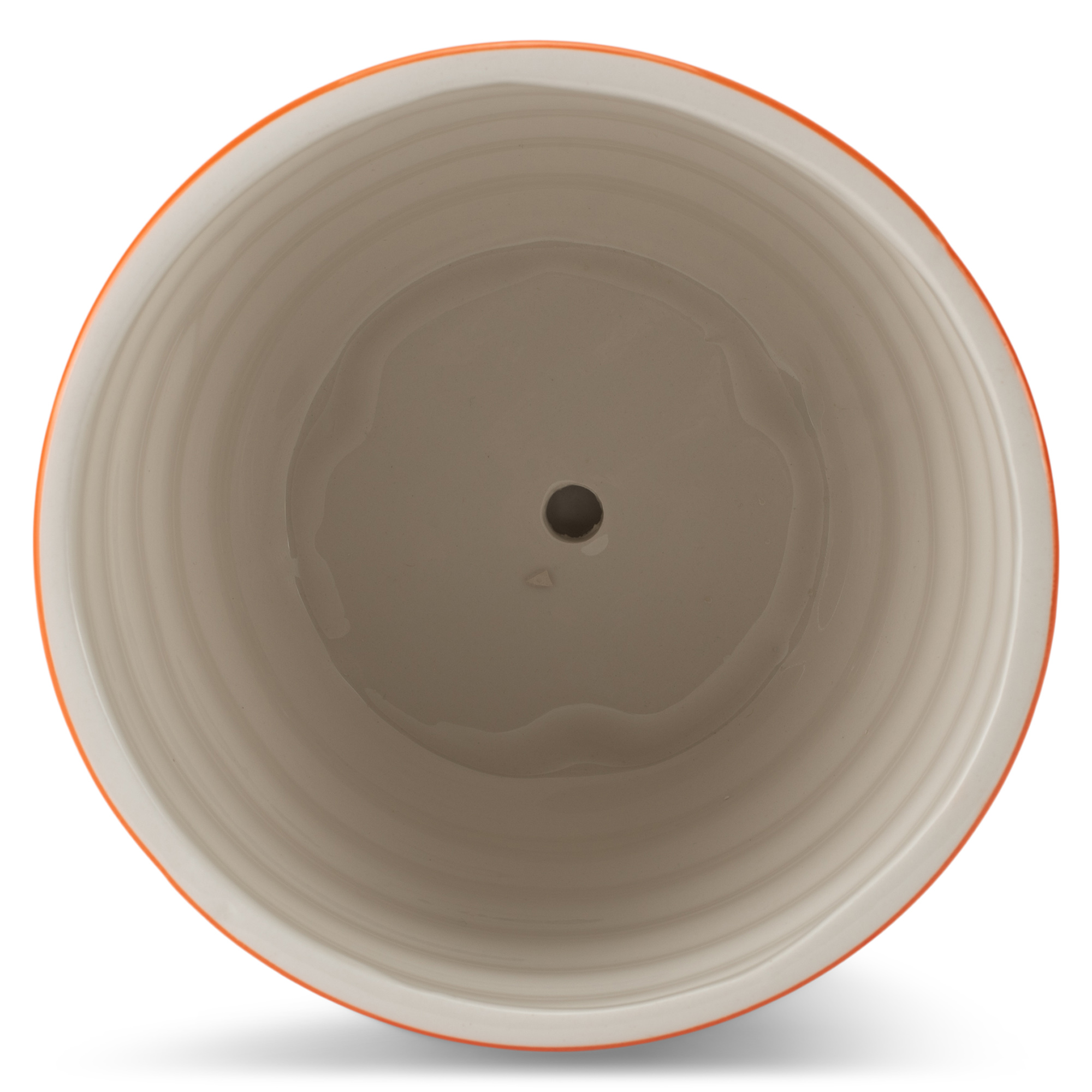 Napco Ribbed Coral, Blue, and Green 5.25 x 6 Inch Ceramic Flower Pot Planter with Saucer