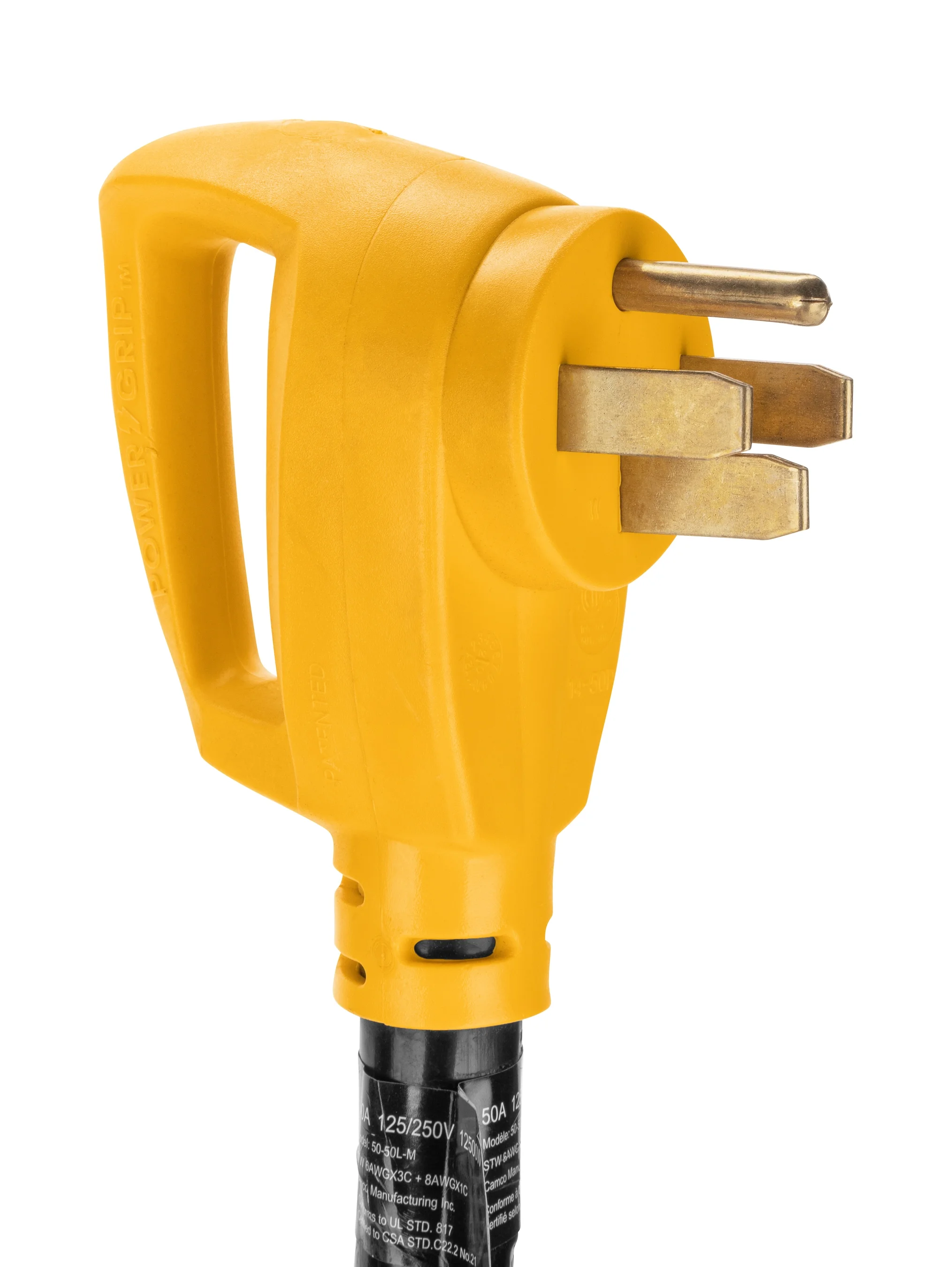 Camco PowerGrip Camper/RV Power Cord | 50 Amp Standard Male & 50 Amp Locking Female, 25 Foot (55574)