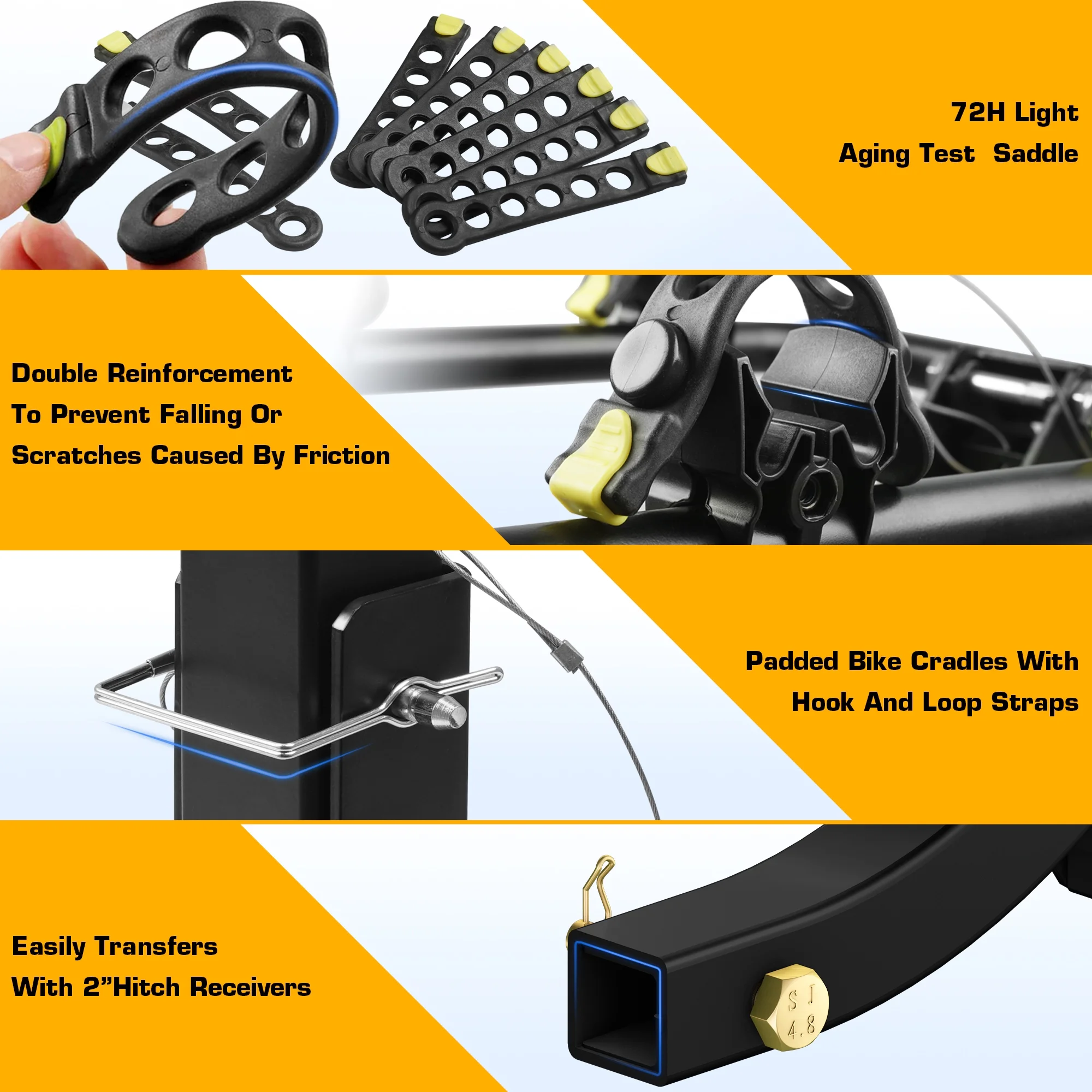 Arksen Premium 4-Bike Carrier Rack Hitch Mount Swing Down Bicycle Rack With 2-Inch Receiver