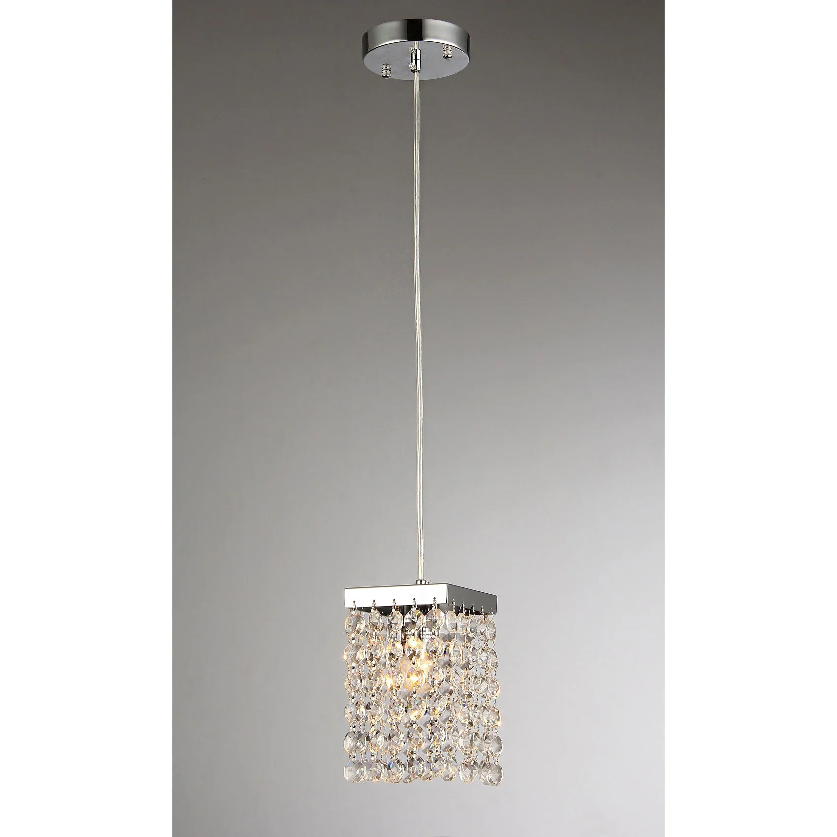 Warehouse of Tiffany Jehra 1-Light Square-shaped Crystal 6-inch Chrome Chandelier