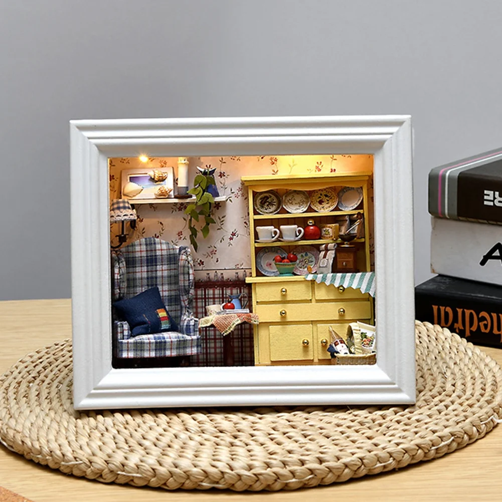 DIY Photo Frame Hut 3D Doll House Manual Assembling Toys for Birthday Gifts
