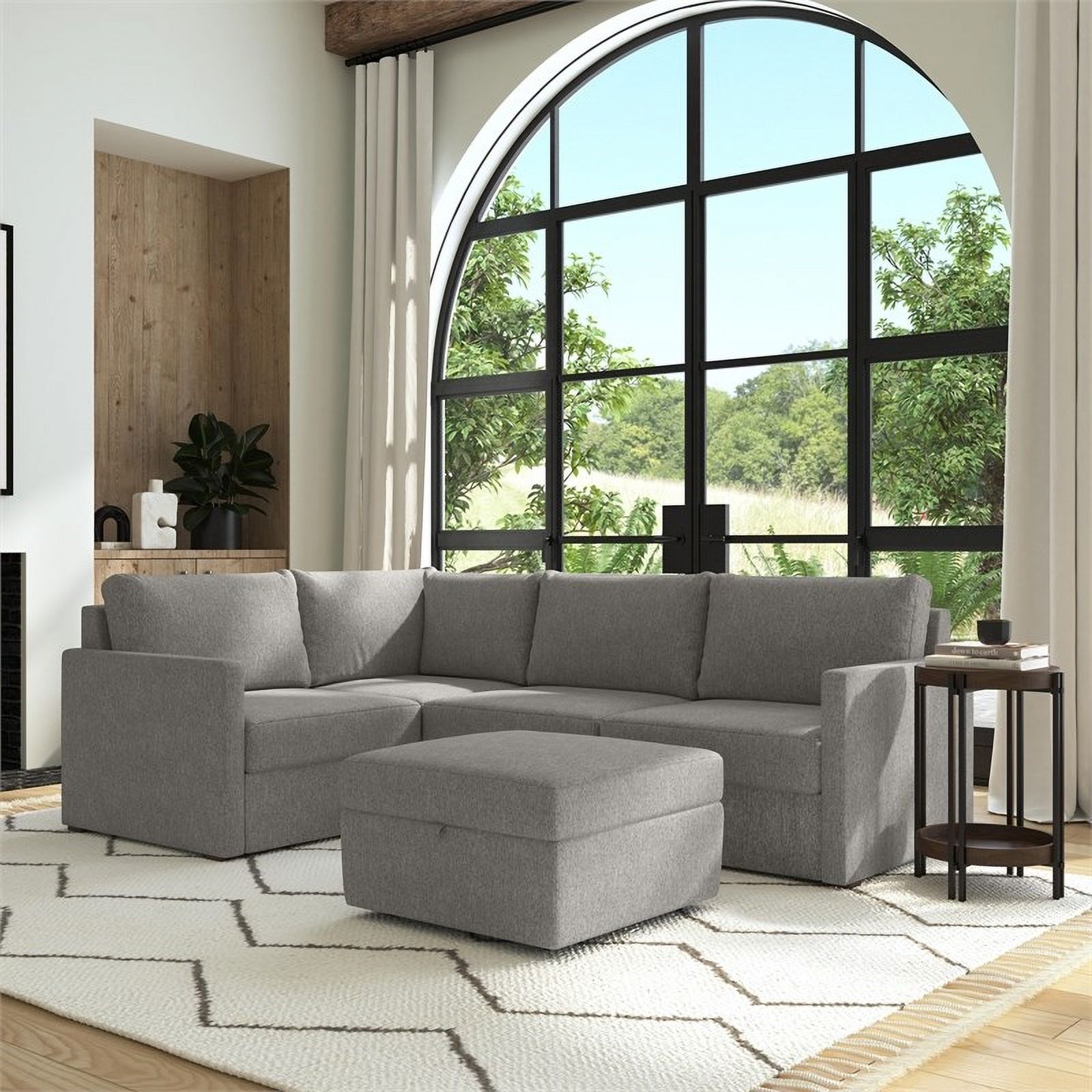 Bowery Hill Modern Gray 4 Seat Sectional with Performance Fabric
