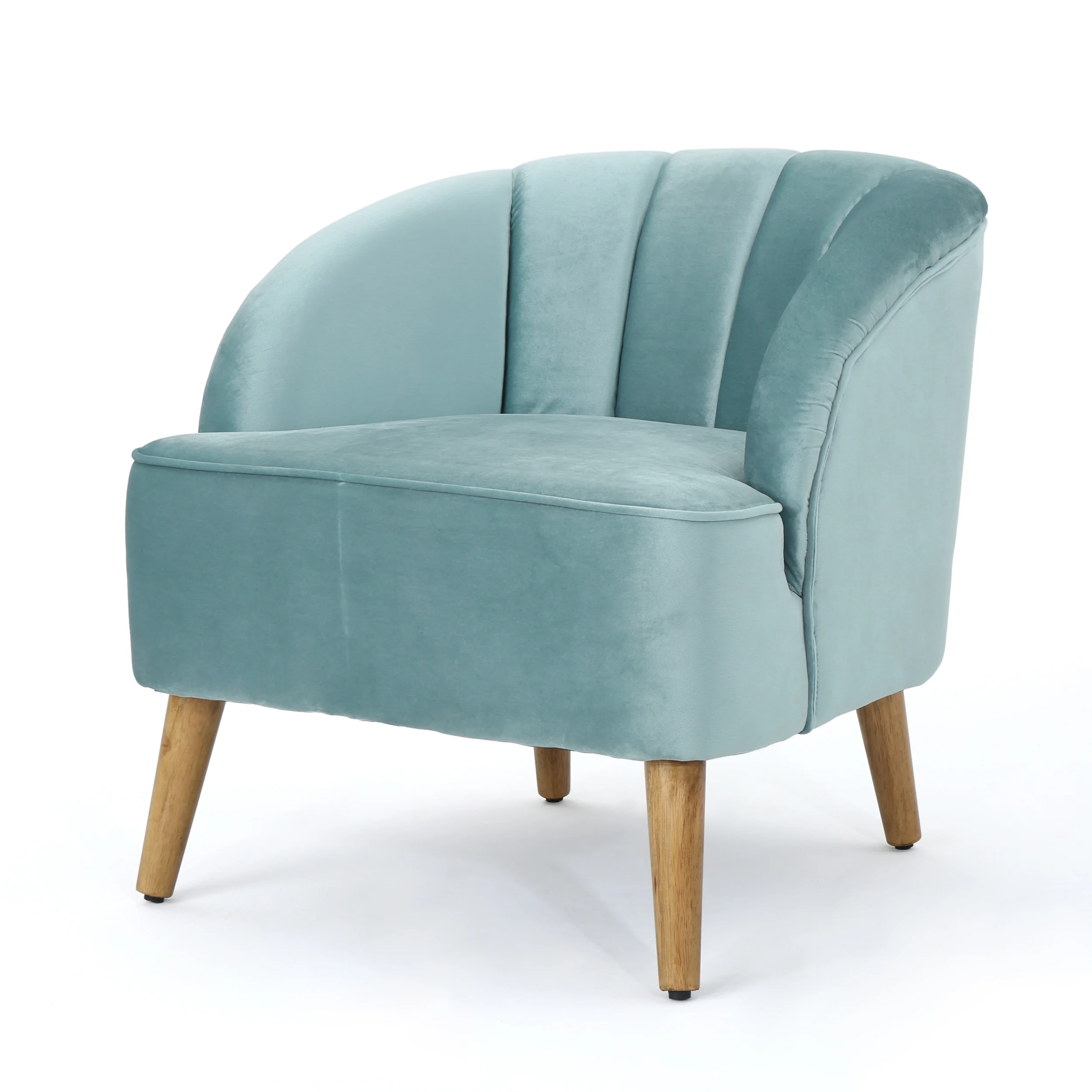 Scarlett Modern Velvet Club Chairs, Set of 2, Seafoam Blue