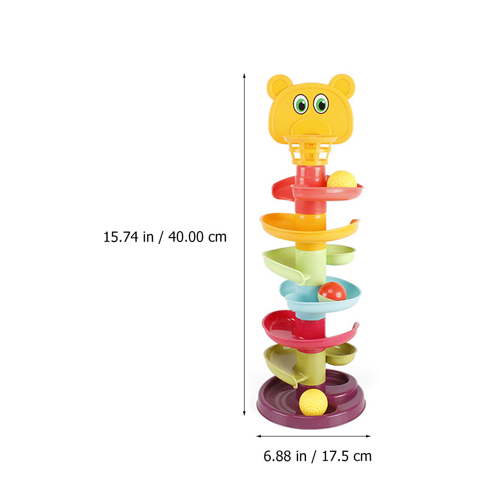 Hemoton 1 Set Kid Track Sliding Ball Tower Toy Stacking Toy with 3 Balls (Random Style)