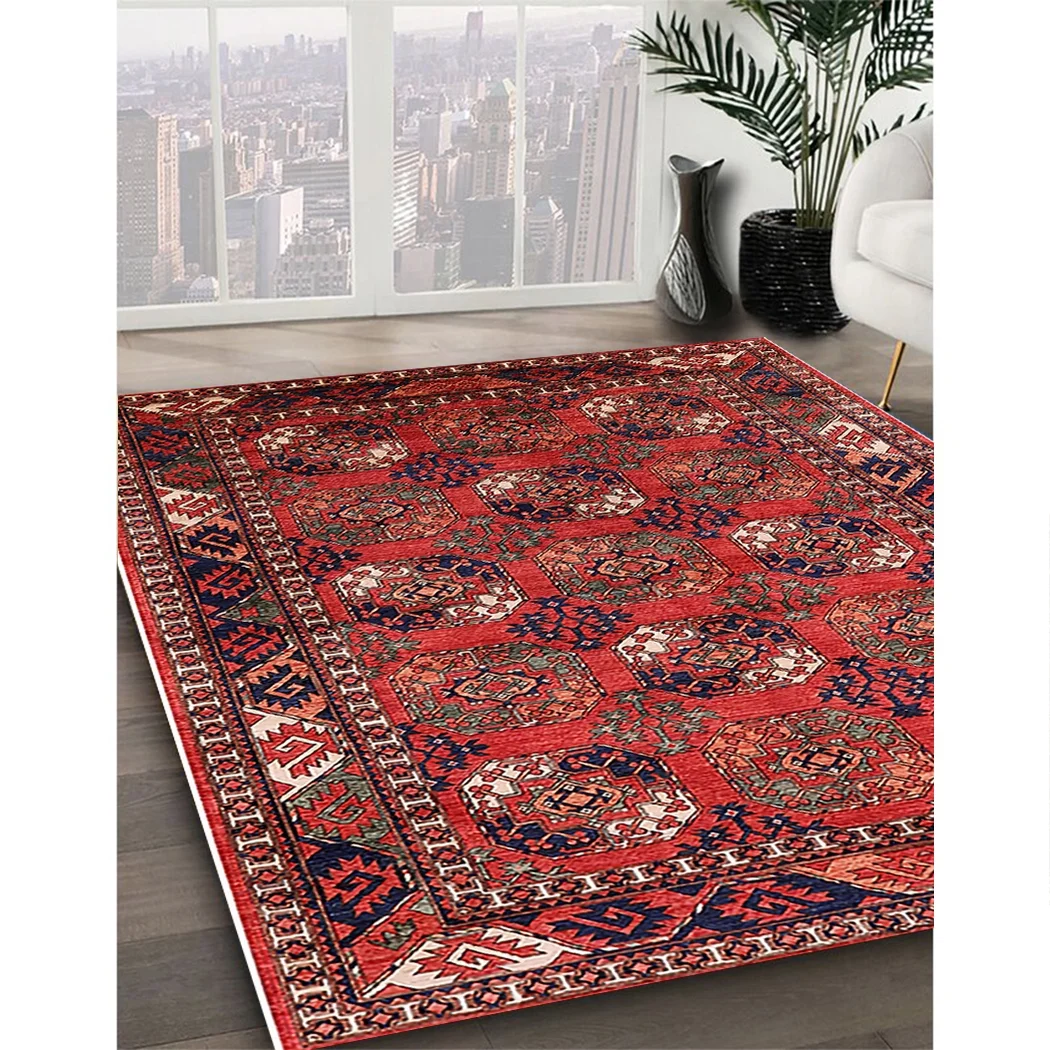 Ahgly Company Indoor Rectangle Mid-Century Modern Red Oriental Area Rugs, 2' x 3'