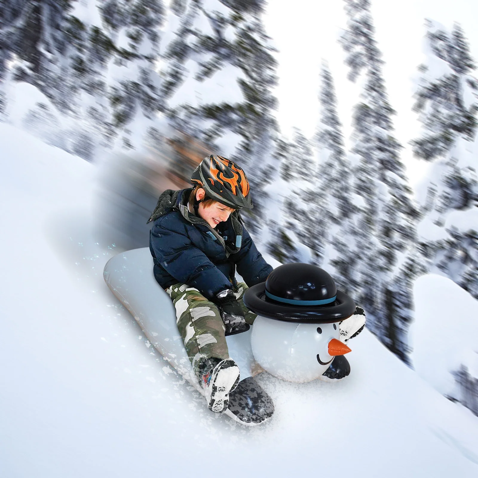 Vikakiooze PVC Cold-resistant And Wear-resistant Material Inflatable Snowboard Snowman Ski Ring Christmas Sleigh Ski