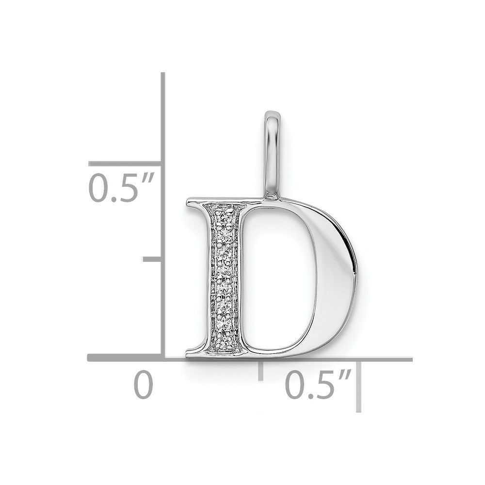 14k White Gold Diamond Letter D Initial Pendant Necklace Measures 15.09x9.76mm Wide Jewelry Gifts for Women