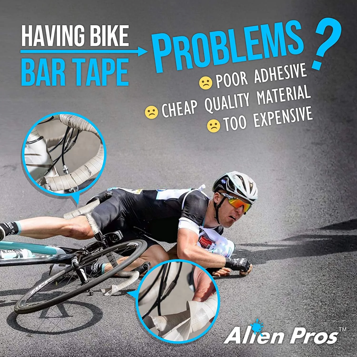 ALIEN PROS Bike Handlebar Tape EVA (Set of 2) Black Red White Blue Pink Green - Enhance Your Bike Grip with These Bicycle Handle bar Tape - Wrap Your Bike for an Awesome Comfortable Ride