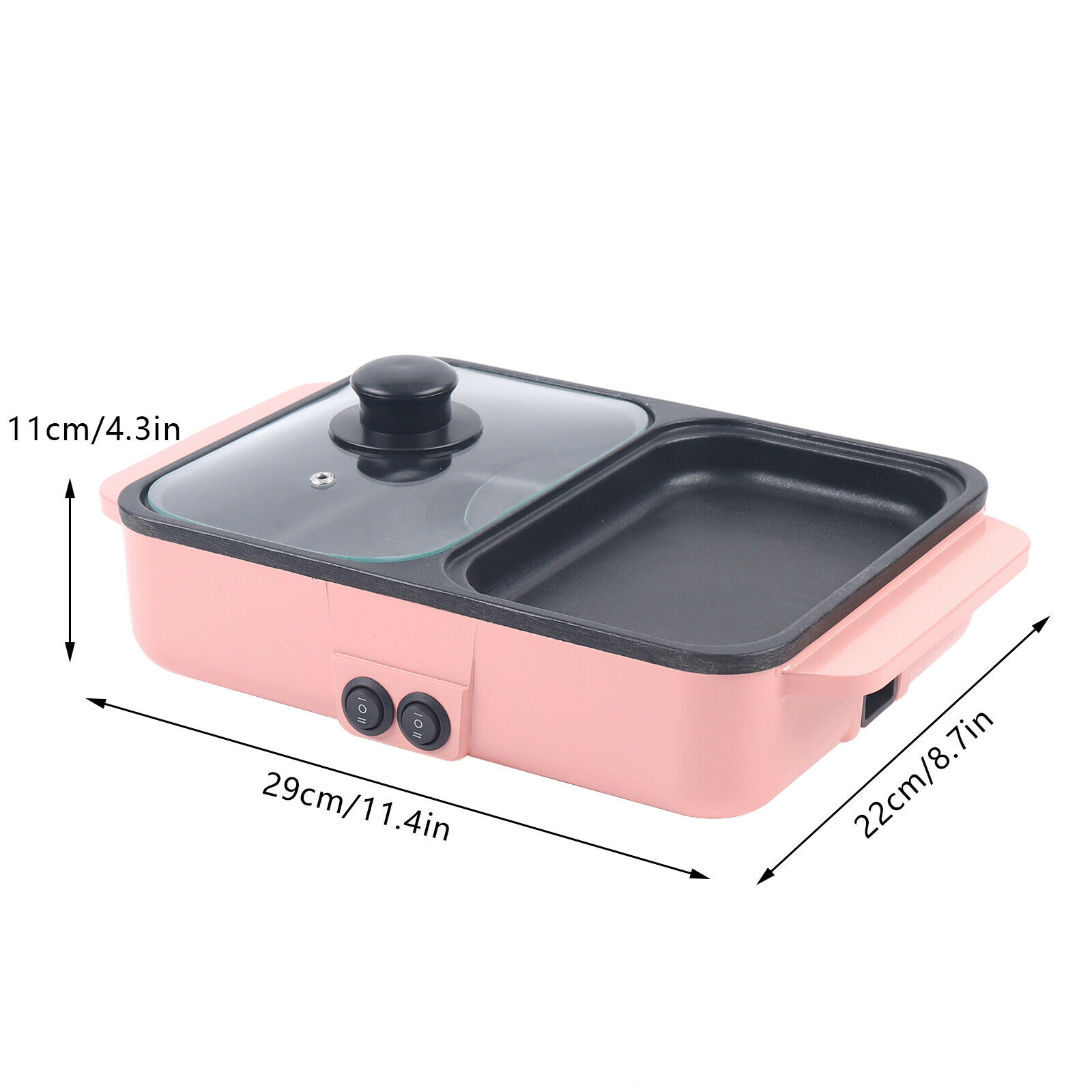 Portable Smokeless Electric Hot Pot BBQ Grill 2 In 1 Non-Stick Teppanyaki Pan High Temperature Resistant Resin High Quality Stainless Steel