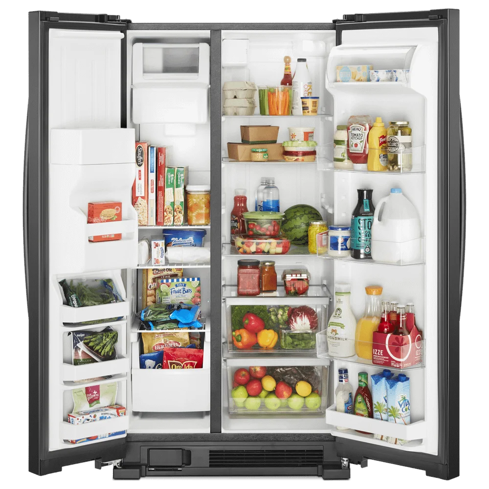 33 Inch Freestanding Side by Side Refrigerator with 21.4 Cu. Ft. Total Capacity, Frameless Glass