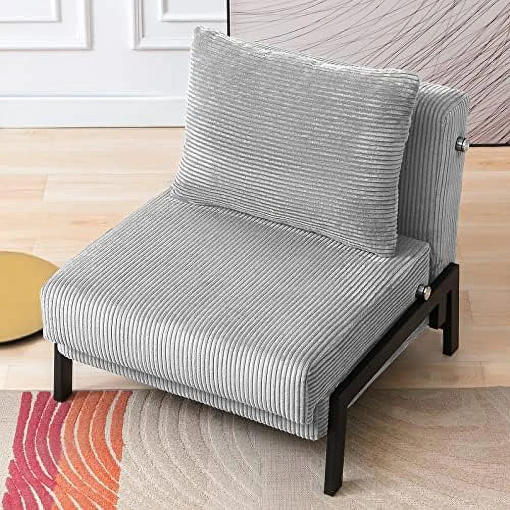 HOOMHIBIU Convertible Futon Sofa Bed Couch Memory Foam Sleeper Chair 2 in 1 Pull Out Couch Sleeper Couch for Living Room Office Couch for Compact Spaces Velvet Sofa Light Grey
