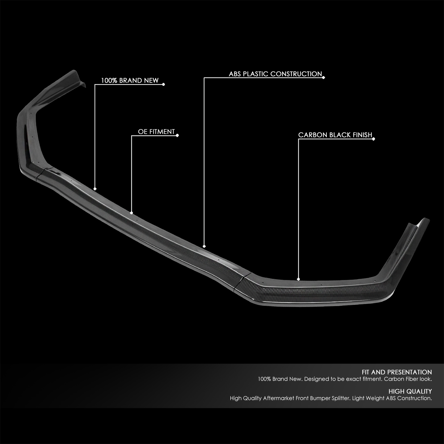 DNA Motoring ZTL-Y-0279 For 2015-2020 Subaru WRX STI CS-Style Front Bumper Splitter Spoiler Lip