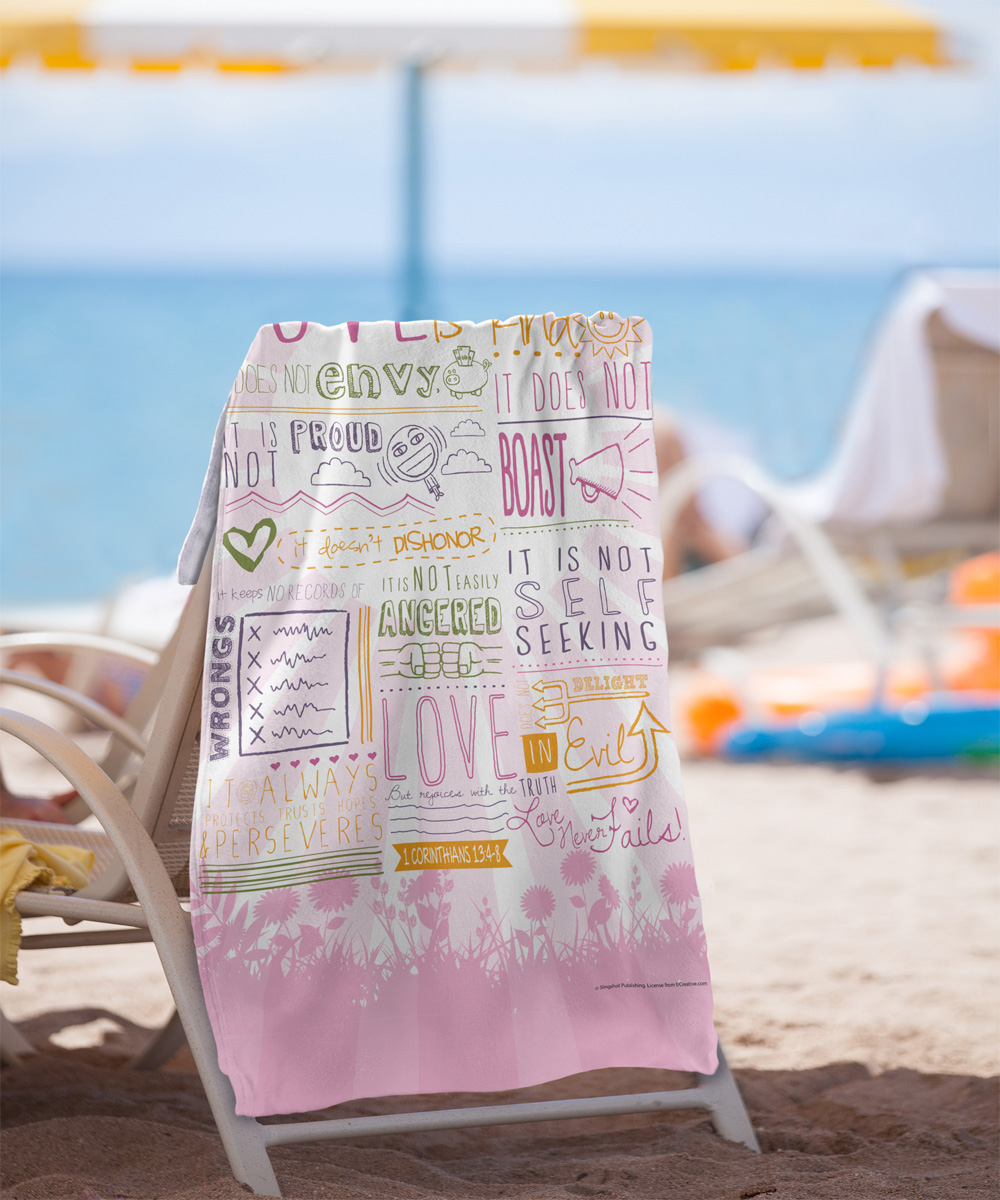 bCreative - Slingshot Publishing, 30'x60' Love is Patient Beach Towel