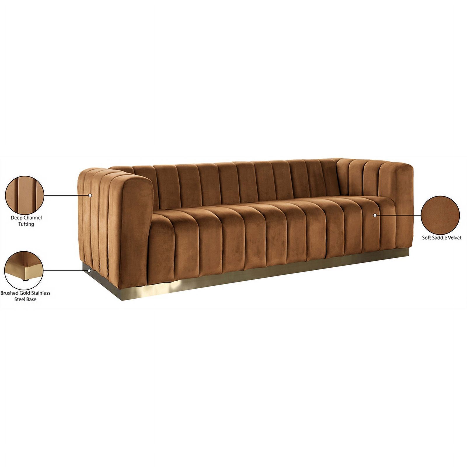 Meridian Furniture Marlon Saddle Velvet Sofa