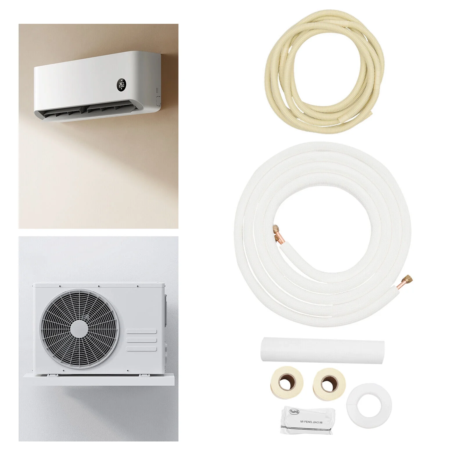 16ft Ductless mini Split Line Set Control Wire Insulated Copper Tubing 1/4