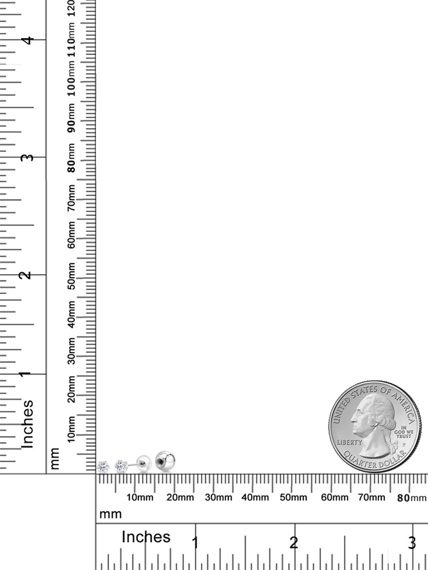 Gem Stone King Platinum Stud Earrings 0.28 Ct Round 3mm White Topaz