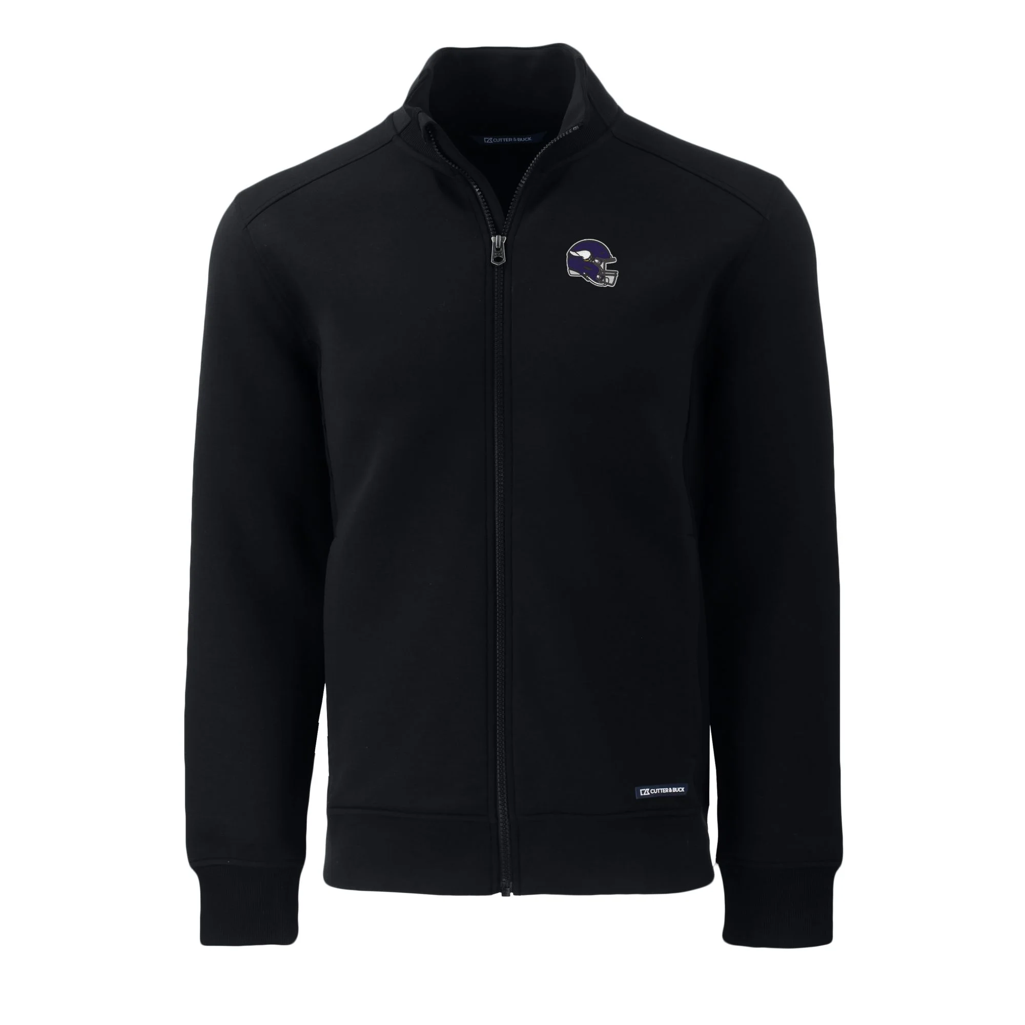 Men's Cutter & Buck Black Minnesota Vikings Helmet Roam Eco Recycled Full-Zip Jacket