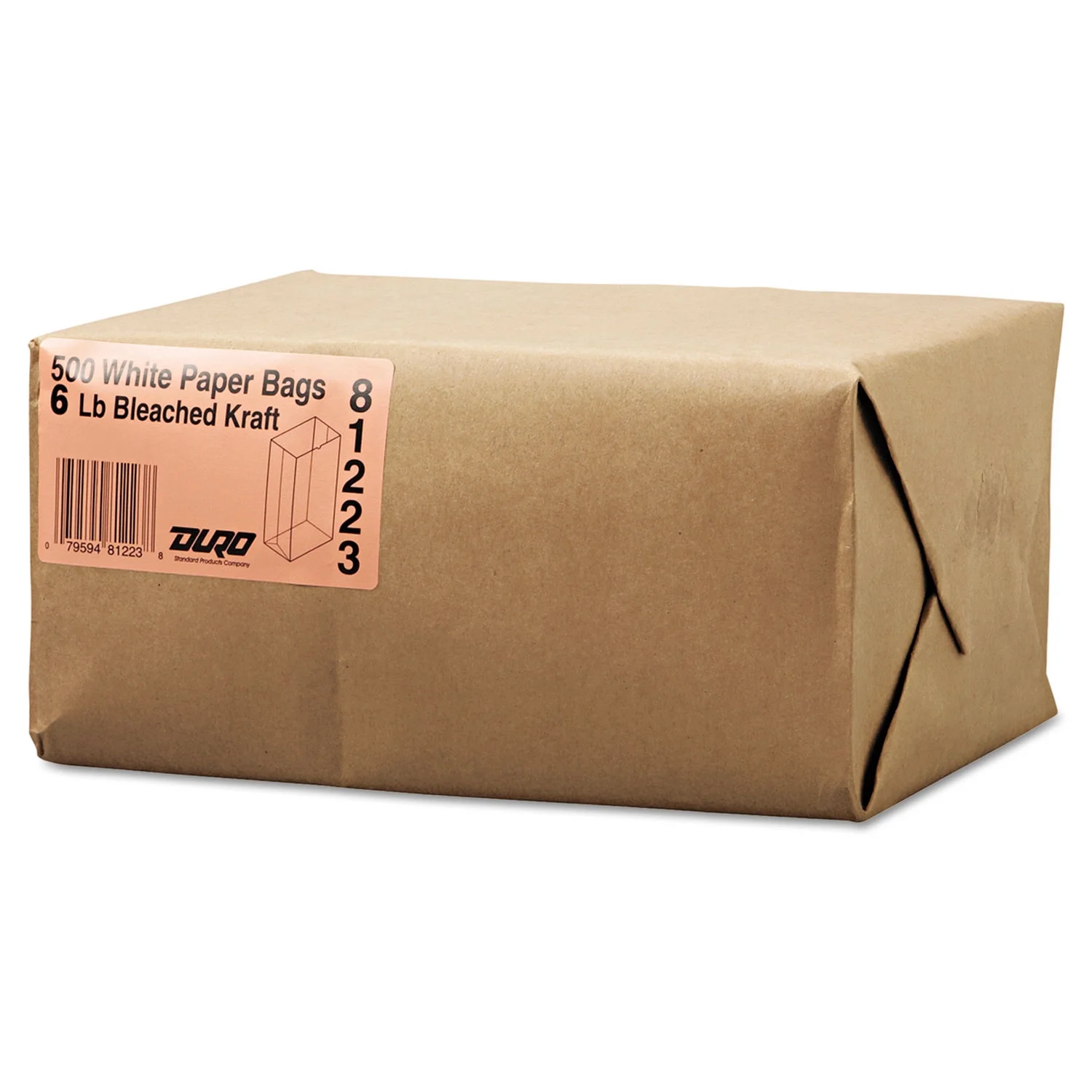 General #6 Paper Grocery Bag 35lb White Standard 6 x 3 5/8 x 11 1/16 500 bags GW6500