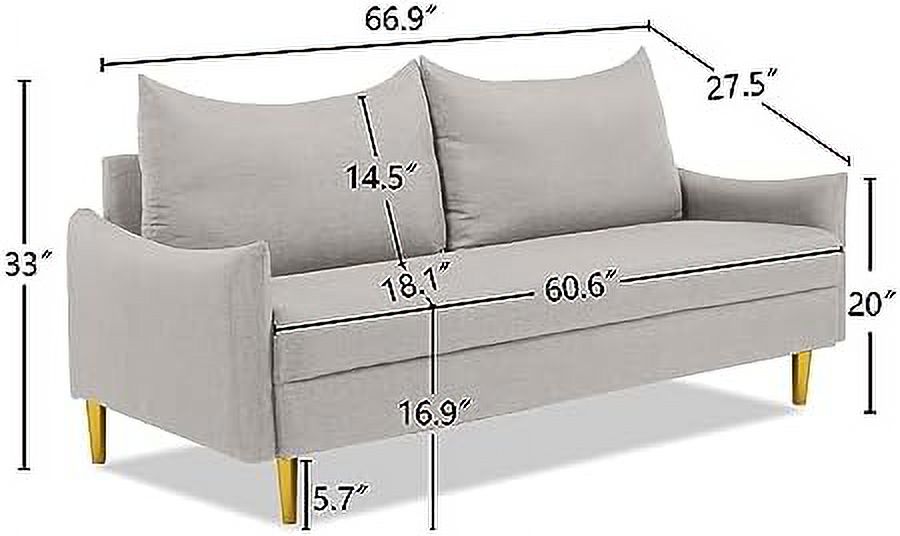 TJUNBOLIFE 67" Modern Velvet Loveseat Sofa Couch  Mid-Century Tufted Upholstered Small Love Seat Couch with 2 Pillows & 4 Golden Legs  2-Seats Couches for Compact Space  Living Ro