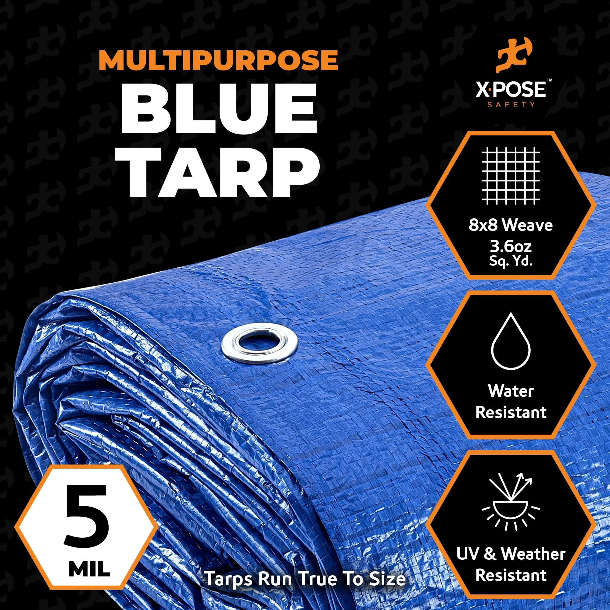 Better Blue Poly Tarp 12' x 22' - Multipurpose Protective Cover - Lightweight, Durable, Waterproof, Weather Proof - 5 Mil Thick Polyethylene - by Xpose Safety