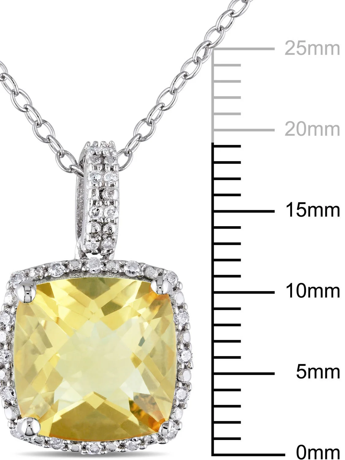 Miabella Women's 4 Carat T.G.W. Cushion Checkerboard-Cut Citrine and 1/10 Carat T.W. Round-Cut Diamond Sterling Silver Halo Pendant with Chain