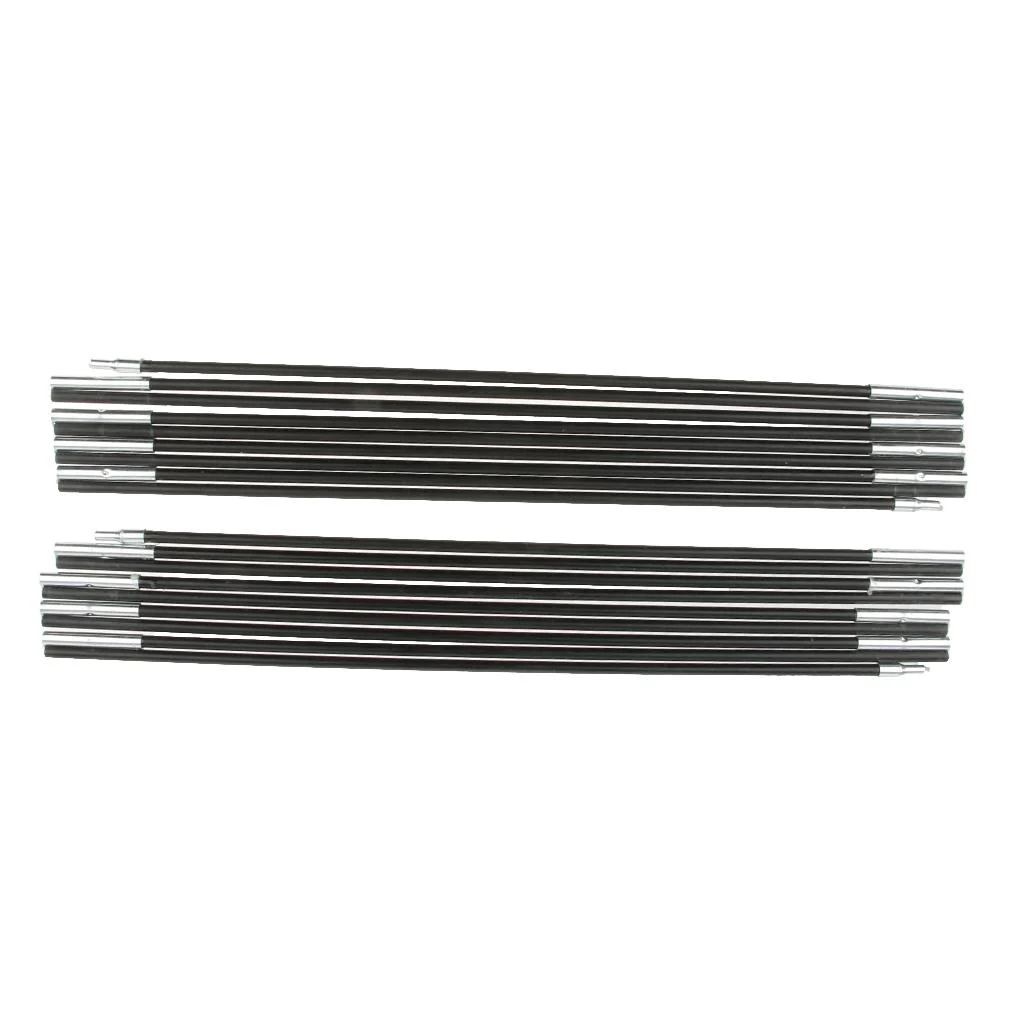 Adjustable Tarp Tent Pole, Lightweight Fiberglass Rod for Camping Backpacking Hammocks Shelters And Awnings , 2 Poles 9 Section Each