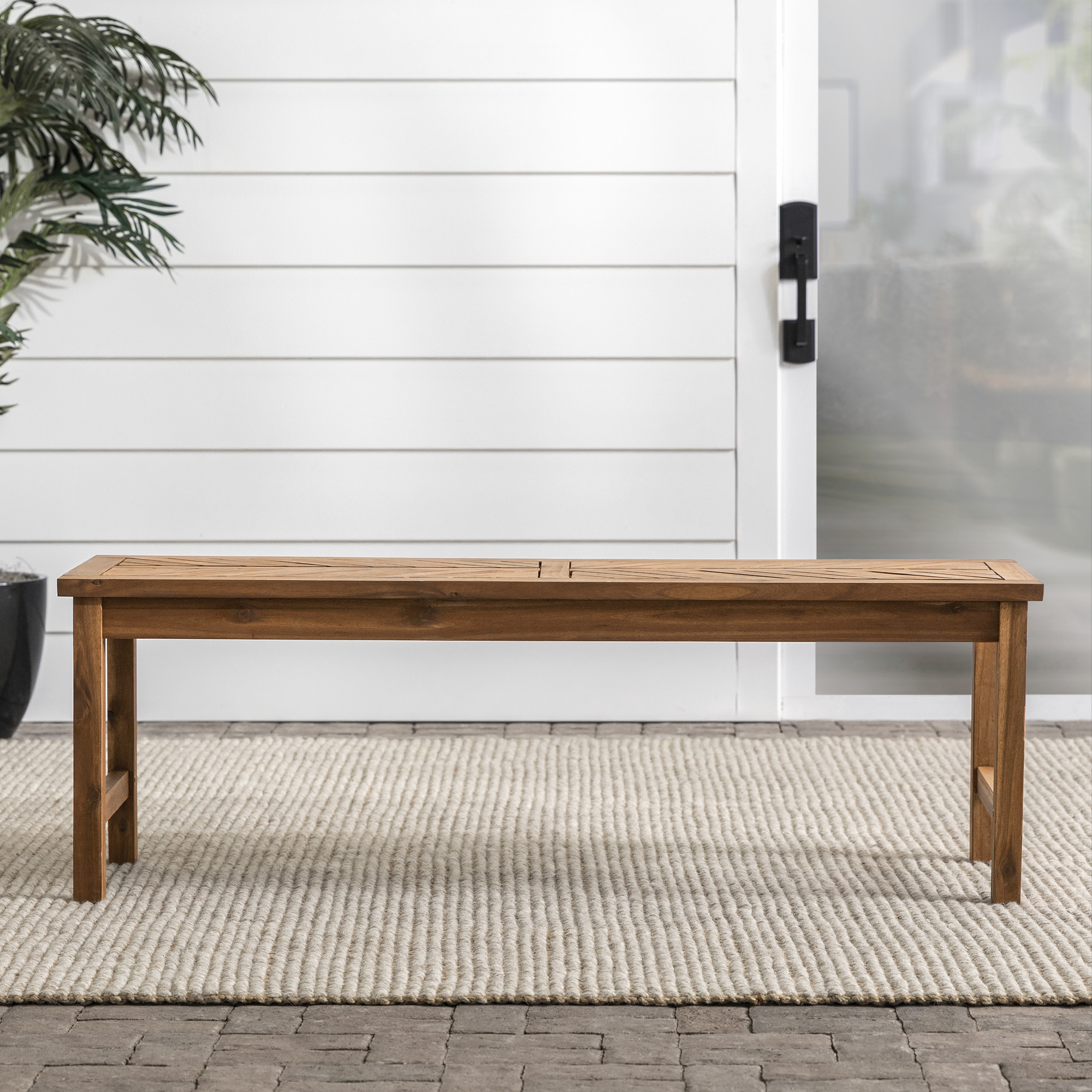 Walker Edison Outdoor Raised Acacia Wood Bench - Brown