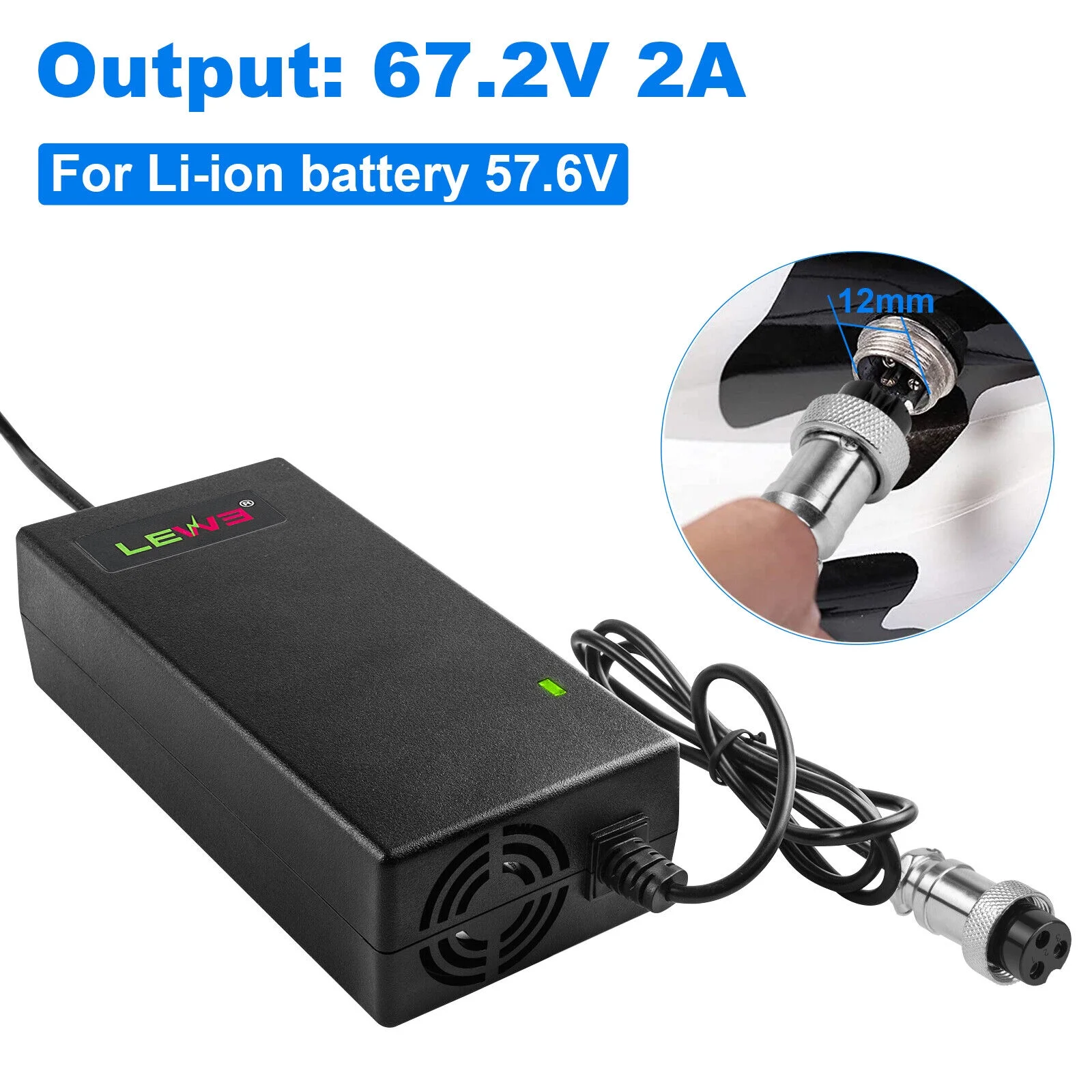 3-Pin XLR Female Adapter Charger For Electric Scooter e-Bike Lithium Battery