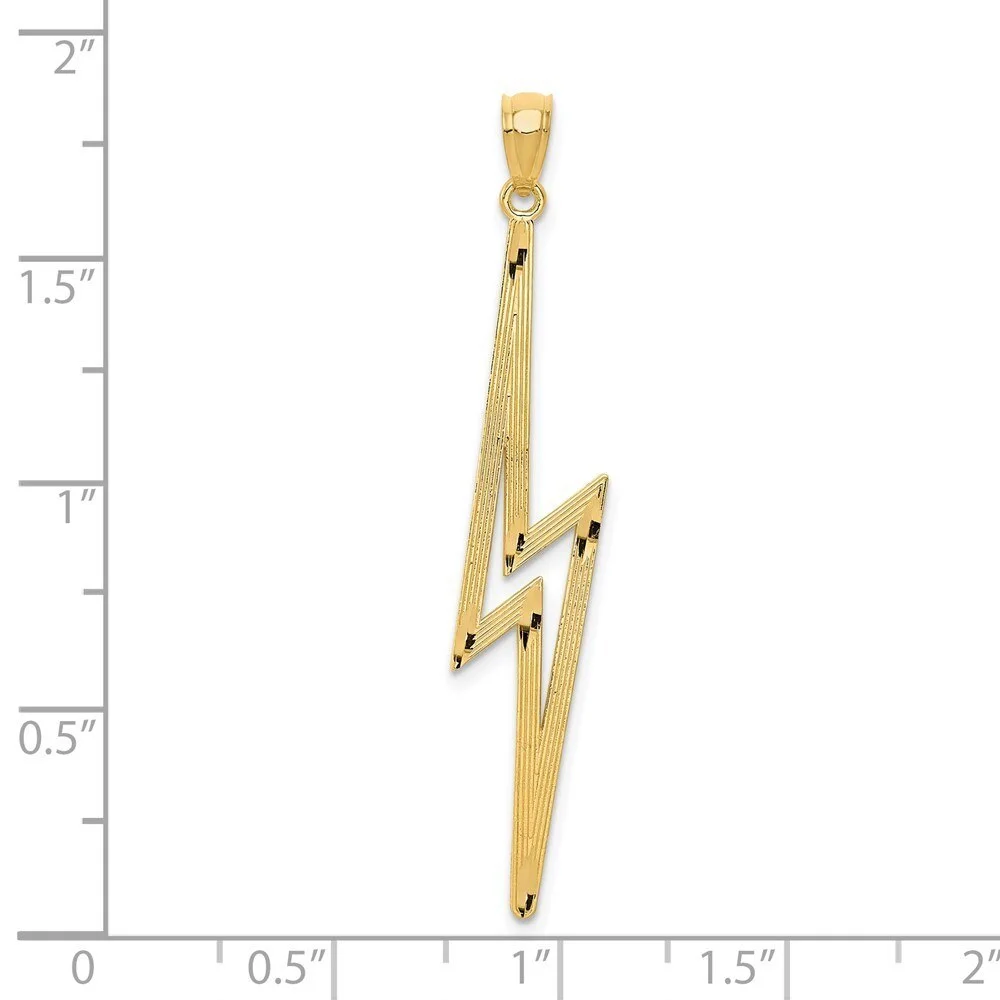 14k Yellow Gold Polished Diamond-Cut Lightning Bolt Pendant