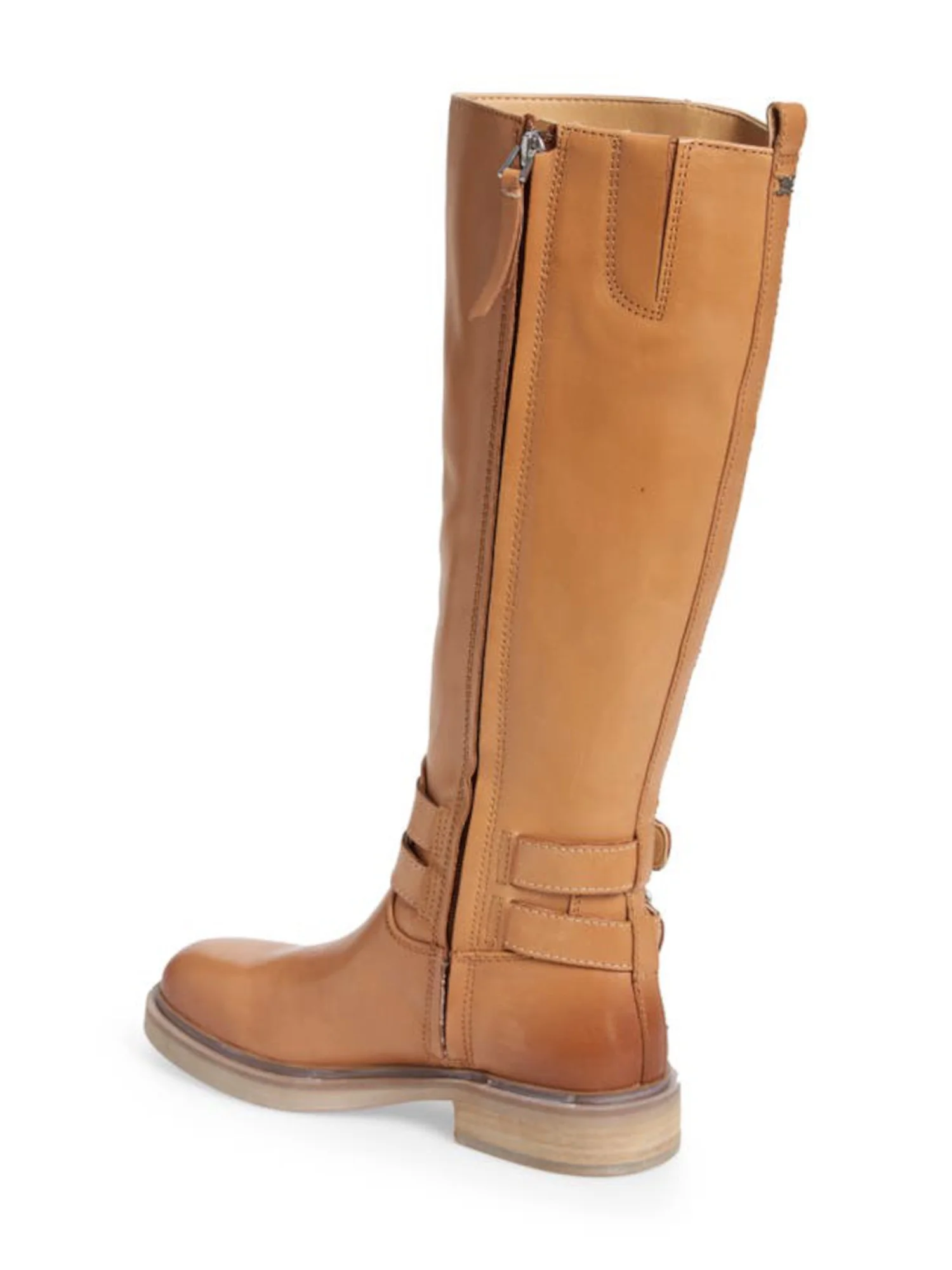 SAM EDELMAN Womens Brown Goring Buckle Accent Freda Round Toe Block Heel Zip-Up Leather Riding Boot 9.5 M