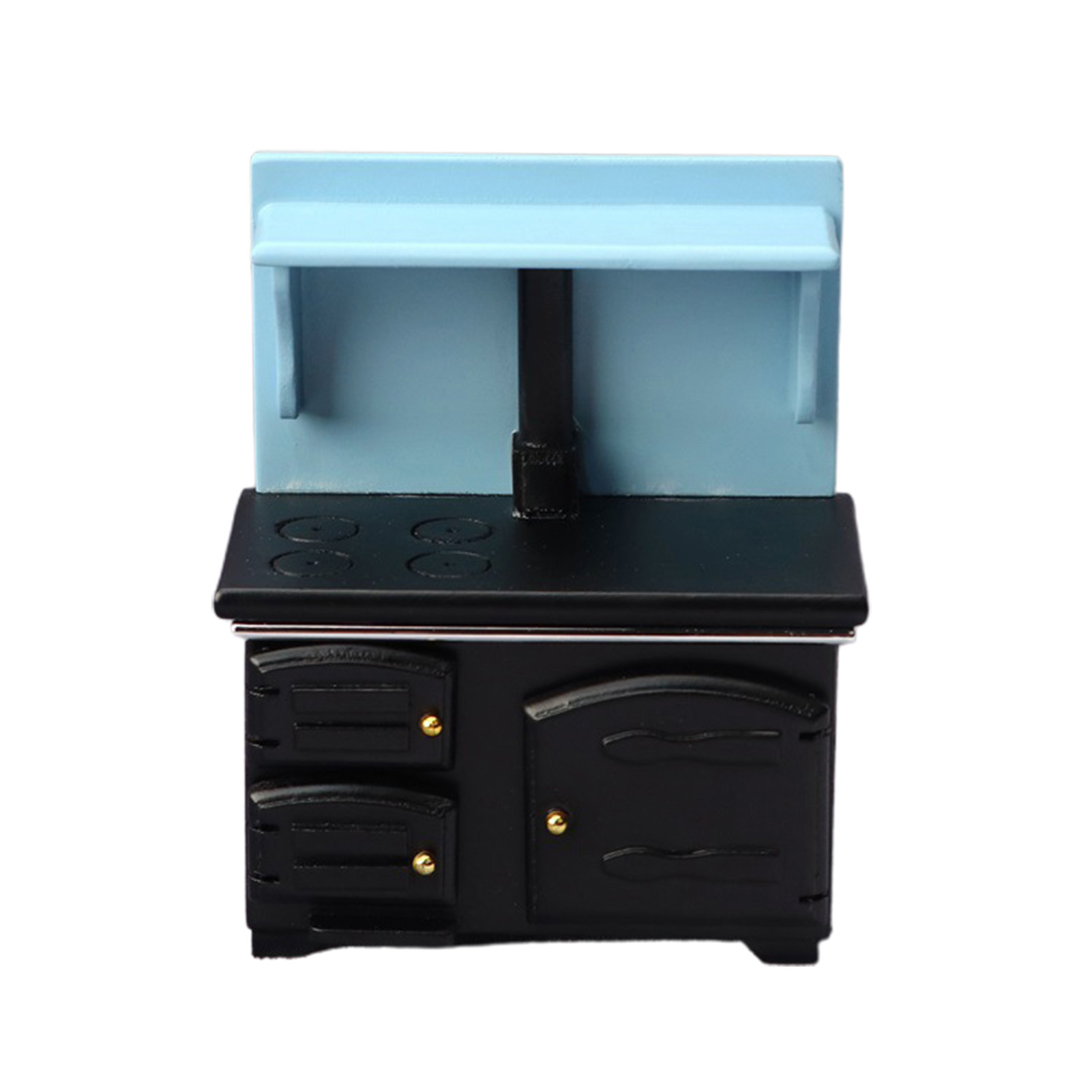 Archer Dollhouse Cooktop High Simulation Pretend Play Black 1/12 Scale Mini Cooktop Model for Kitchen Scene