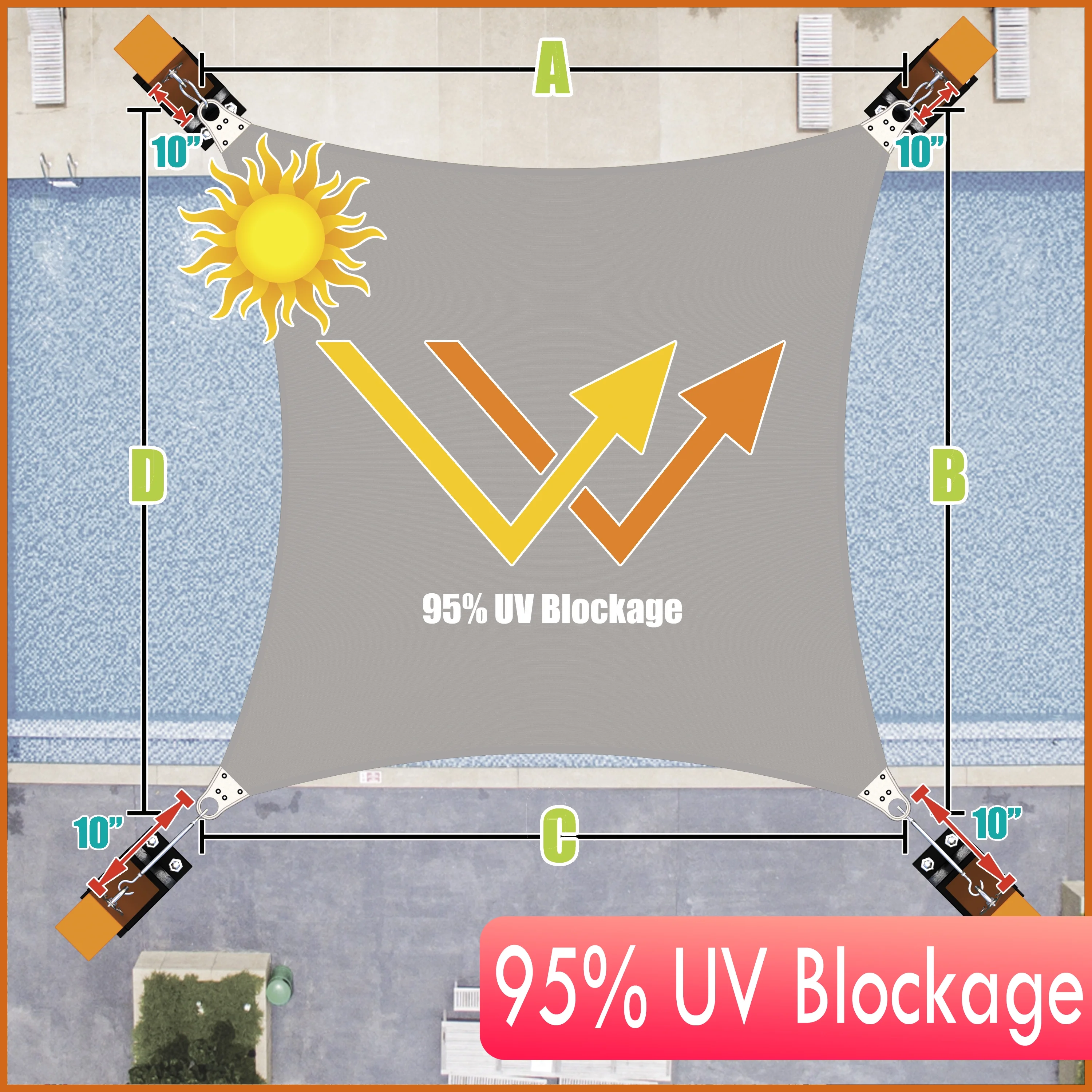 Colourtree 20' x 25' Grey Super ring Customized Size Order To Make Sun Shade Sail CTAWRN canopy Awning Shades for Patio-260 GSM-Commercial Standard Heavy Duty ( We Make Custom Size )