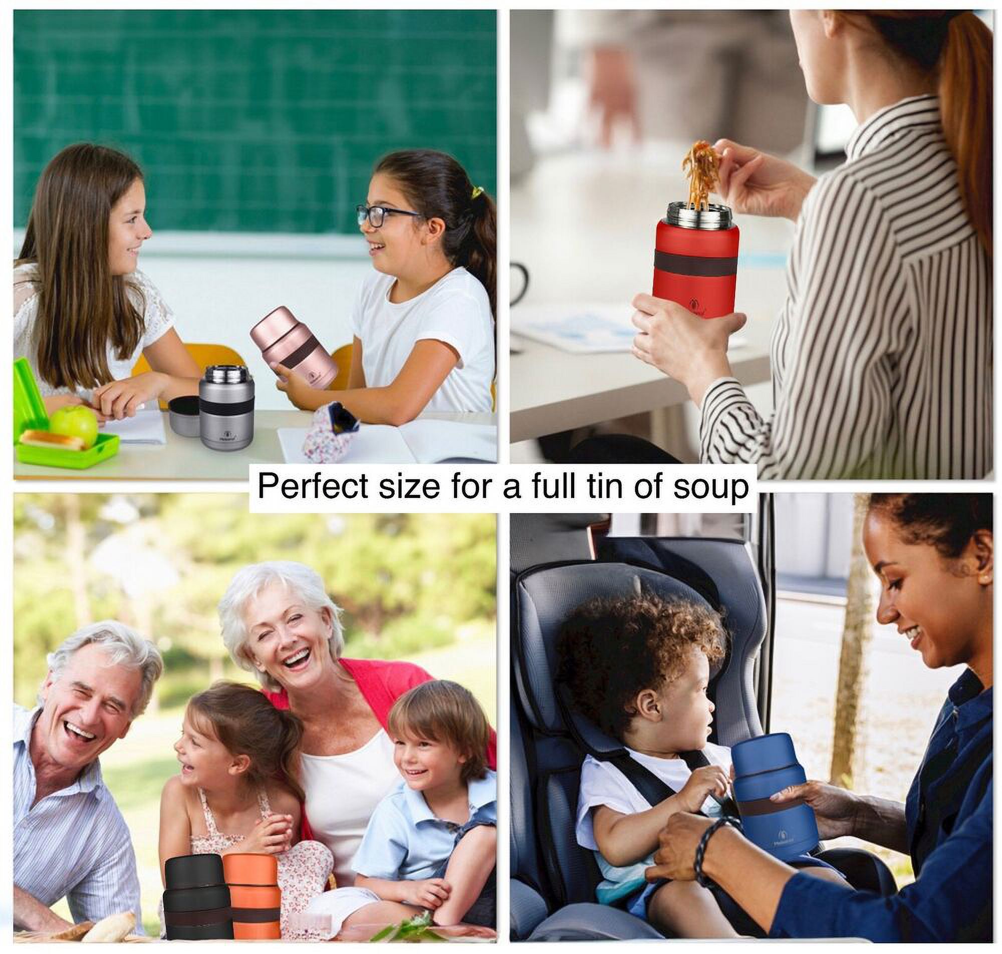 WEISIPU Hot Food/Soup Thermos Flask Stainless Steel Vacuum Insulated Jar & Spoon