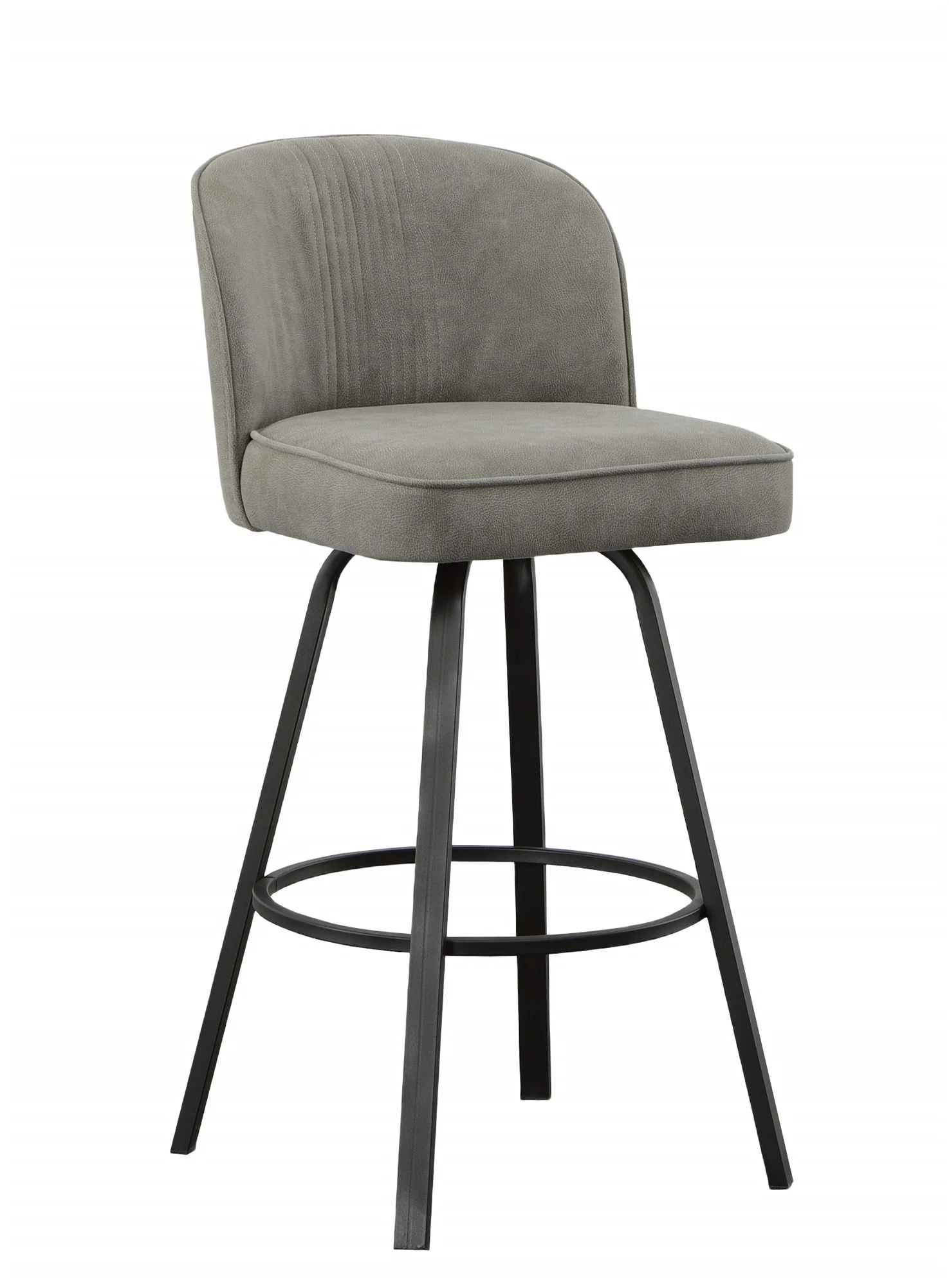 Steve Silver Anaheim Metal Swivel Upholstered Barstool, Gray