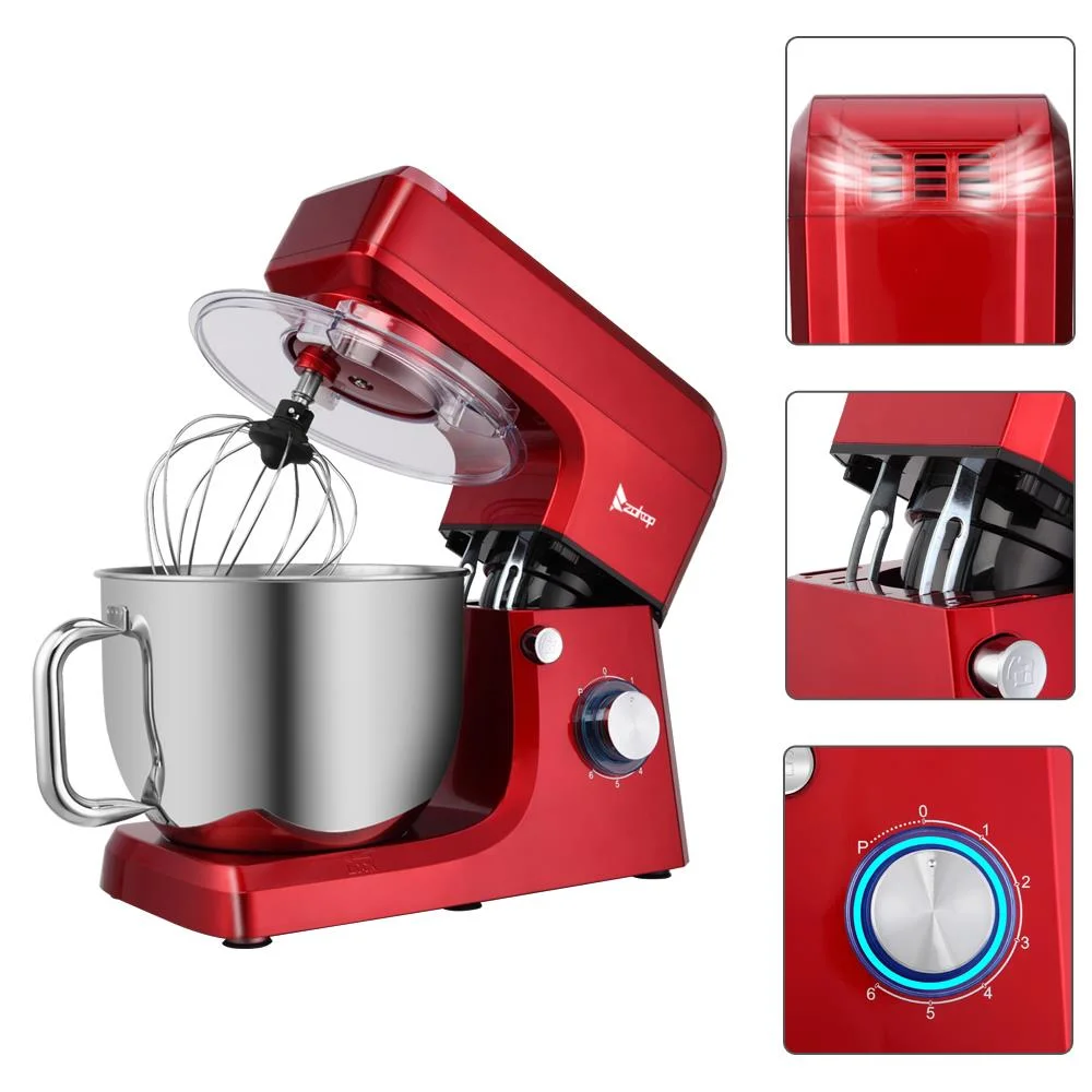 7.5QT 6 Speed Control Electric Stand Mixer with Stainless Steel Mixing Bowl, Red