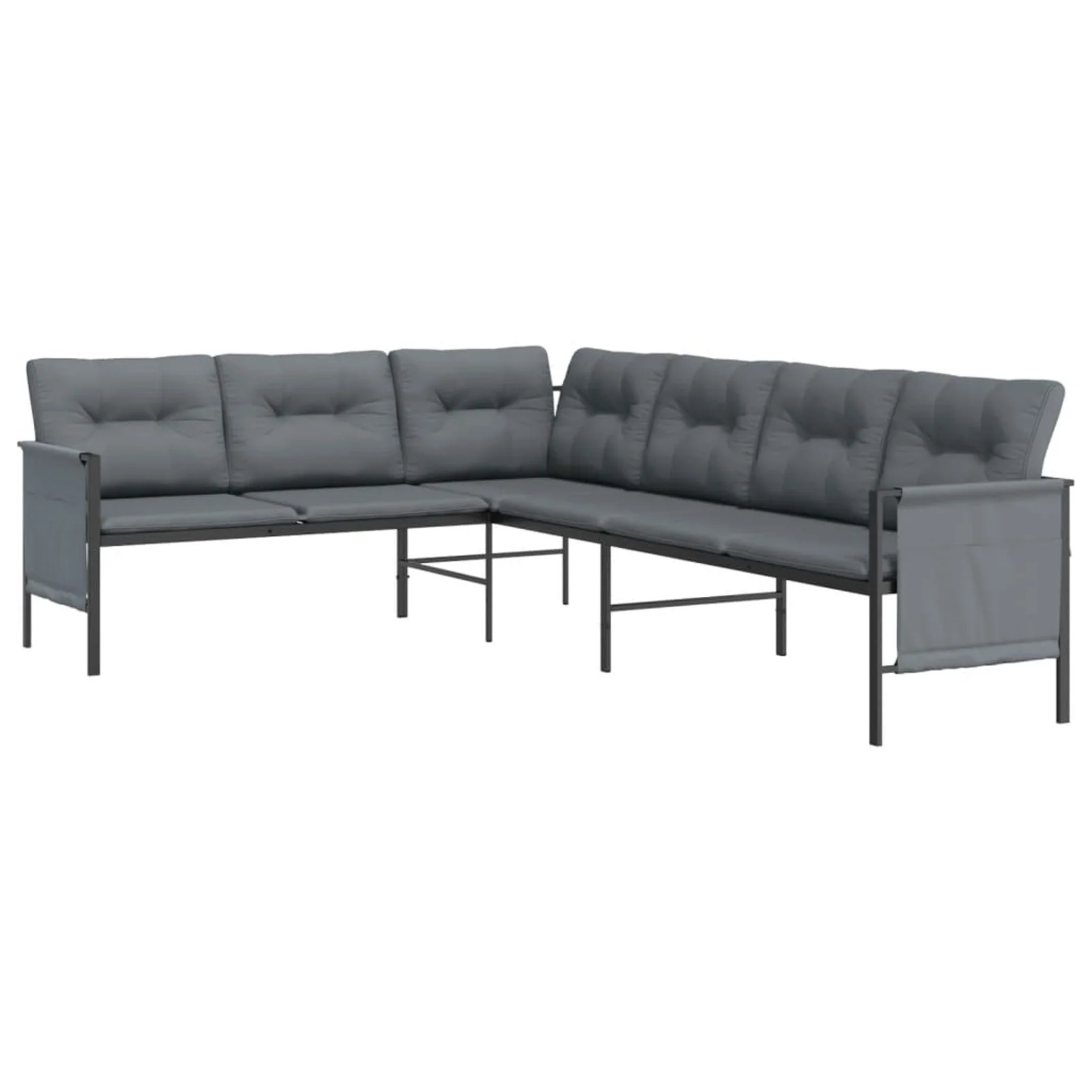 Dcenta Patio Corner Sofa Anthracite Steel and Textilene