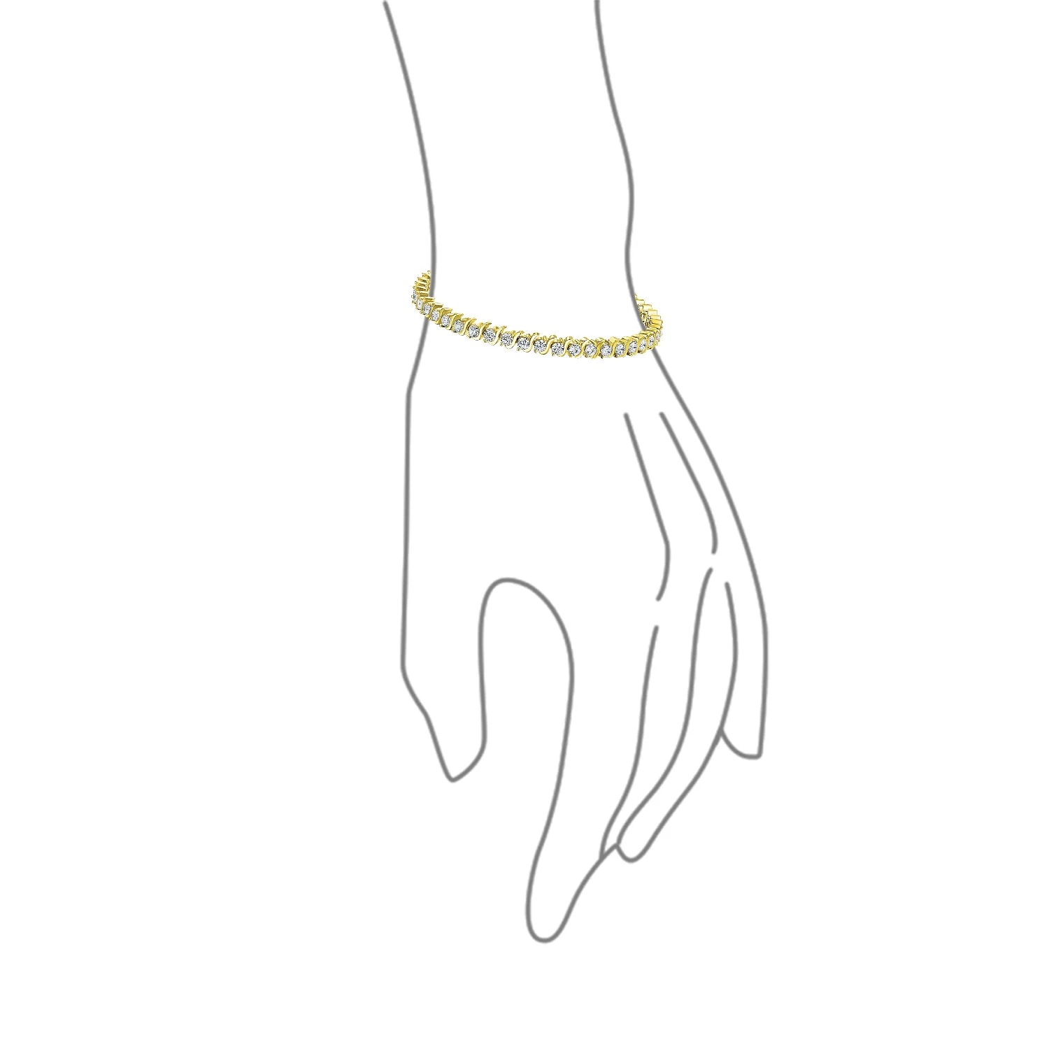 Bling Jewelry Bridal Wave S Link AAA CZ Solitaire Tennis Bracelet Gold Plated 7