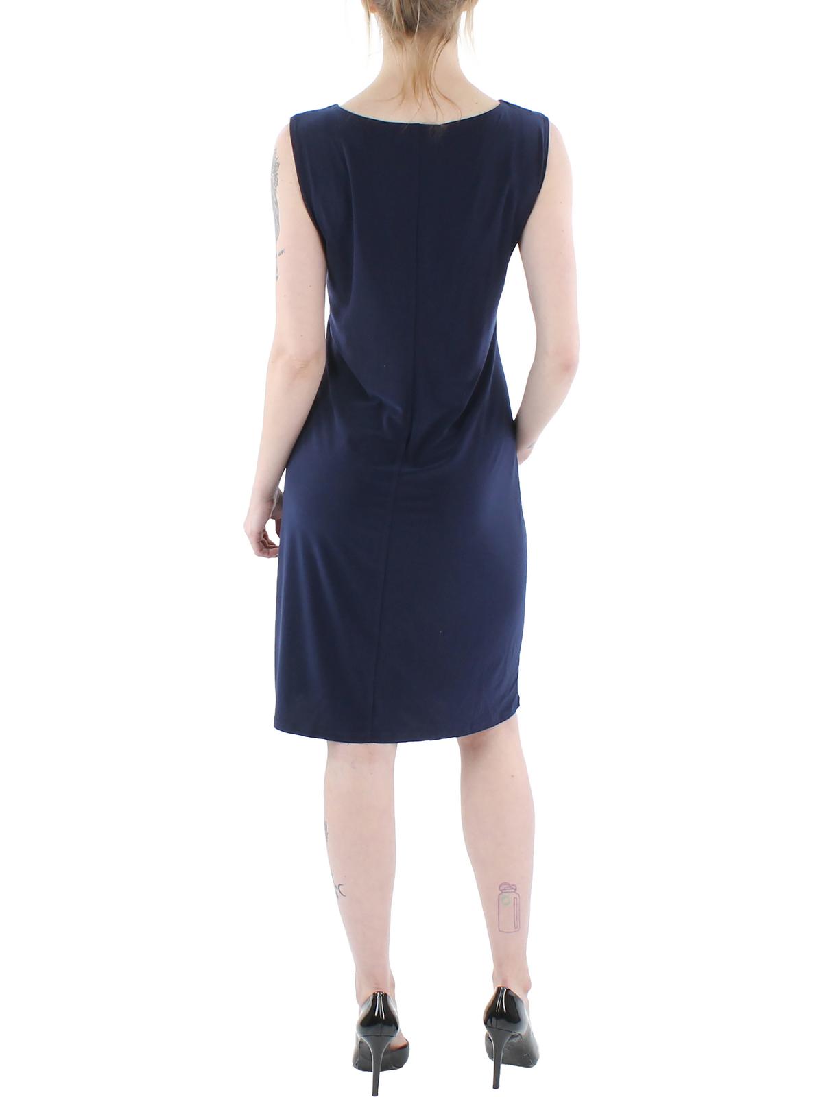 R&M Richards Womens Petites Metallic Sleeveless Shift Dress