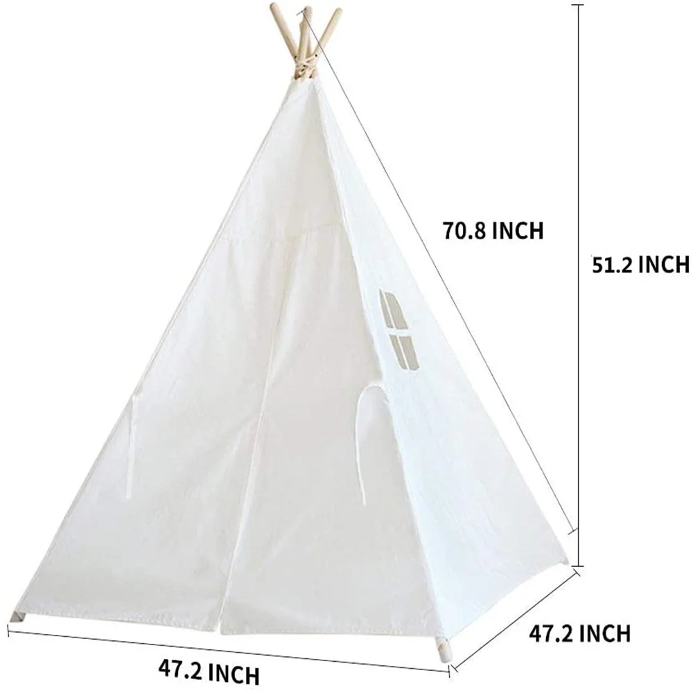 Teepee Tent for Kids Indoor Tents with Window, Foldable Play Tent Canvas Childrens Tents for Girls & Boys