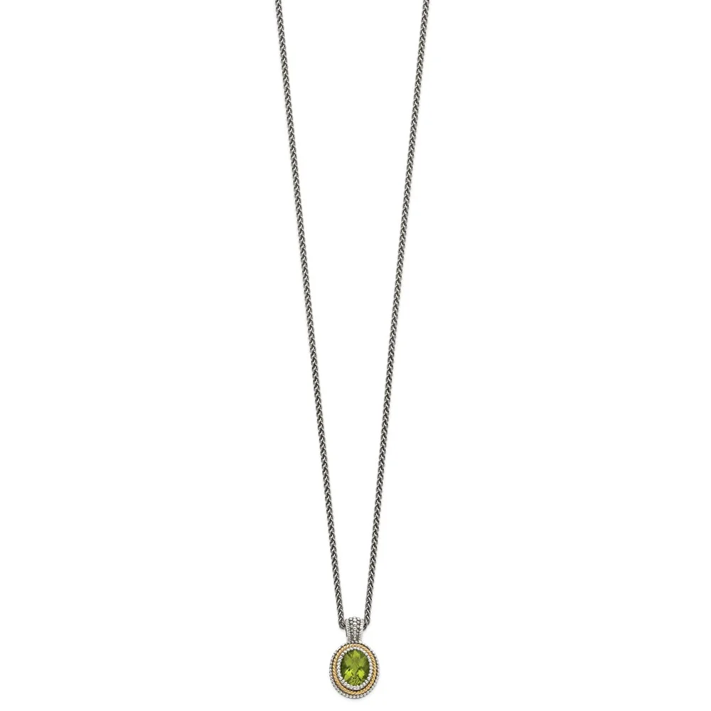 Shey Couture QTC875 Sterling Silver with 14K Gold Peridot Necklace - Antiqued