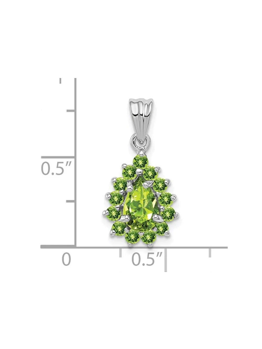 1.30 Carat (Ctw) Natural Green Peridot Drop Pendant Necklace in Sterling Silver with Chain