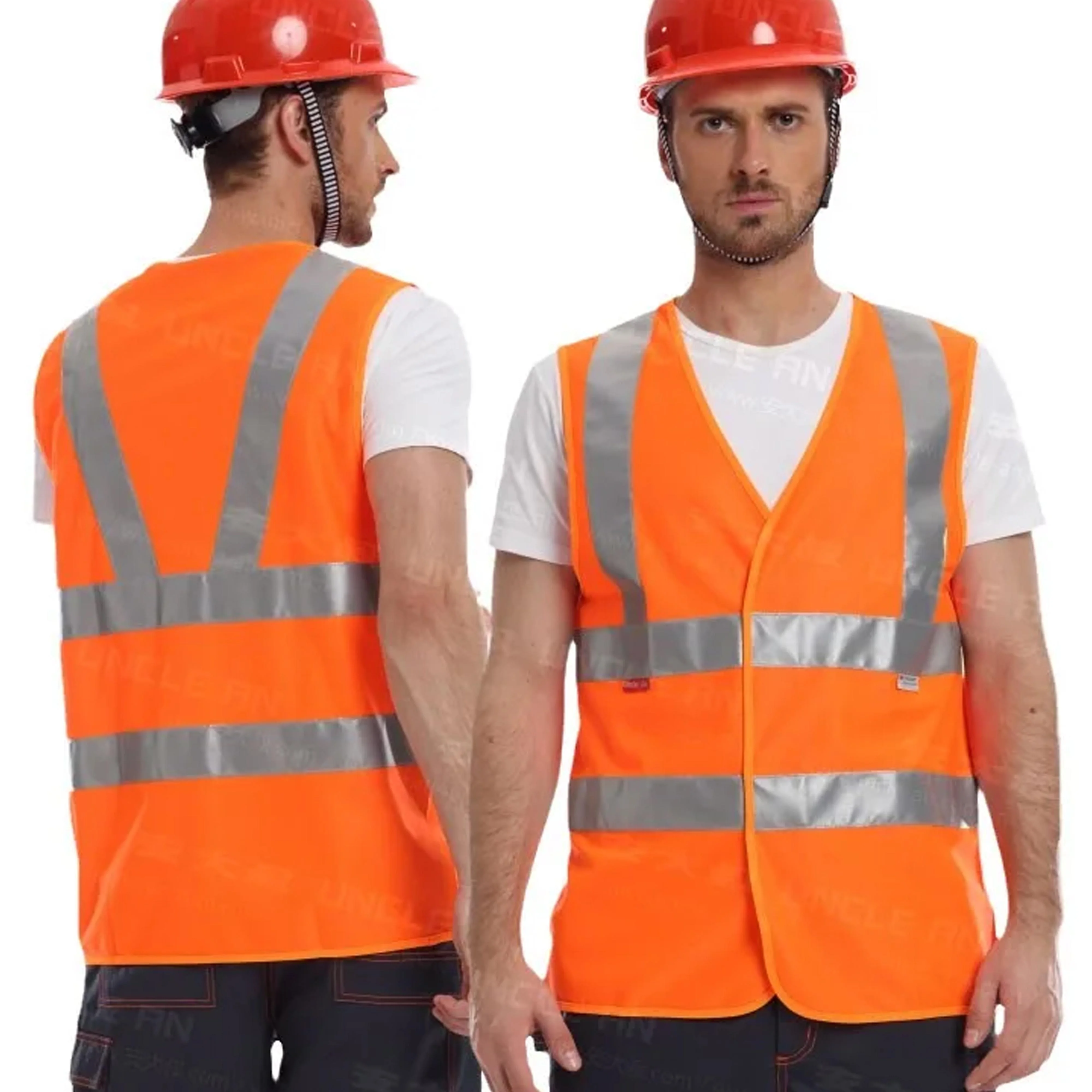 4 Pack Premium Safety Vest for Men and Women - Ropa de Trabajo | Safety Orange - M Size | RADYAN