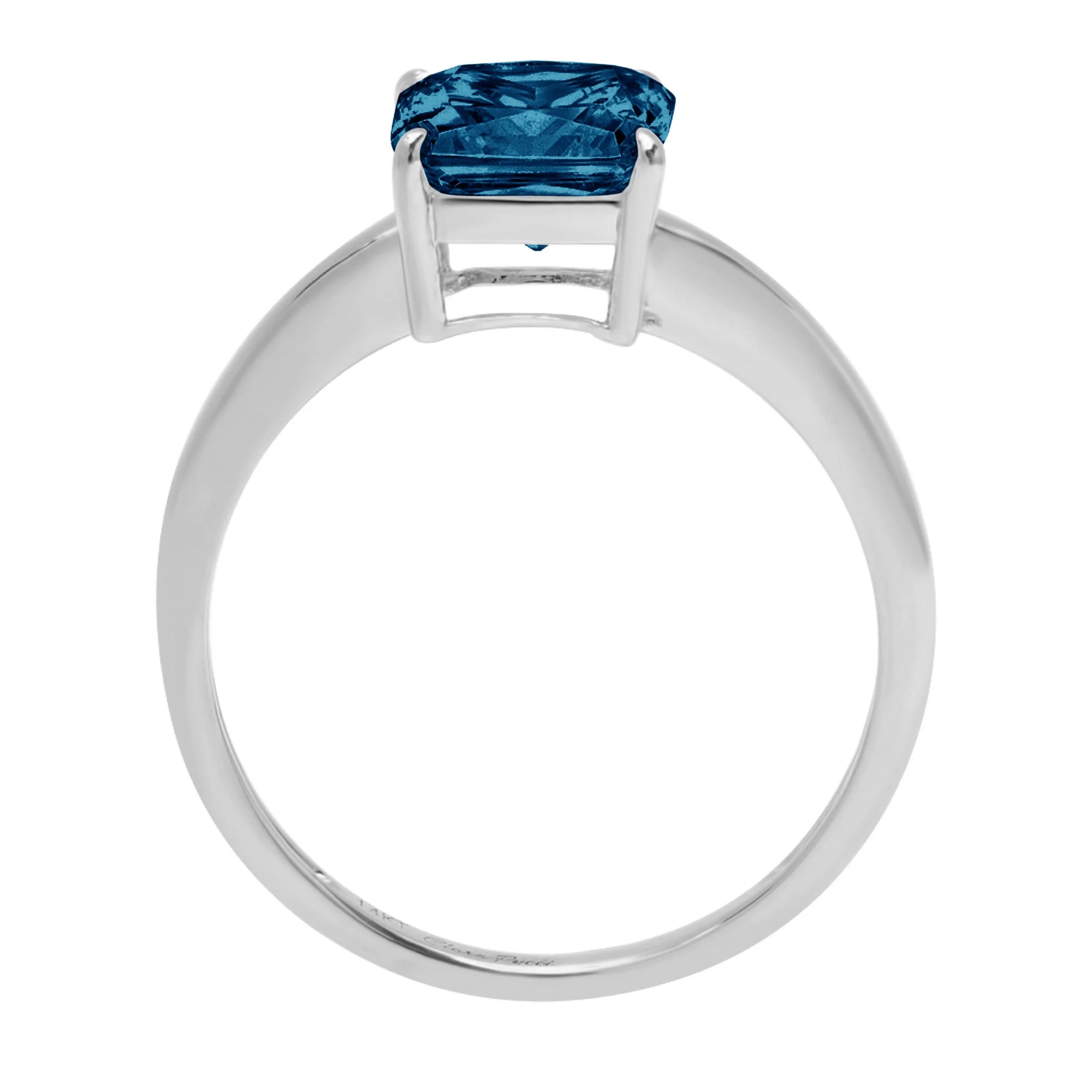 2.0ct asscher cut natural london blue topaz 18k white gold anniversary engagement ring size 11