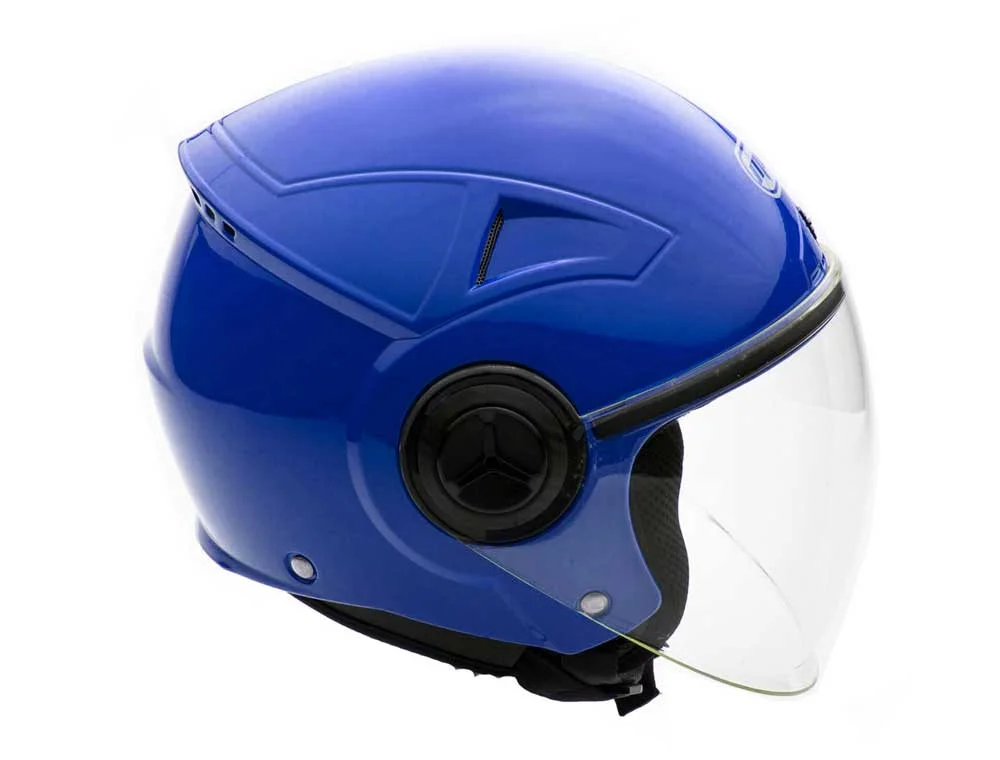 MMG Motorcycle Open Face Helmet DOT Flip-Up Visor Gloss Blue (X-Large) Model 28