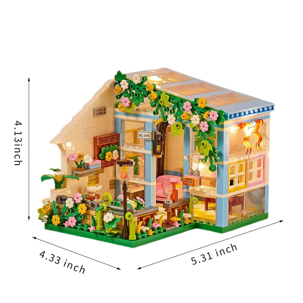 Dollhouse Miniature with Flower Shop, DIY Wooden Crafts Doll House Mini Handmade Christmas Kit, Creative Room Idea Gift for Adult Friend Lover