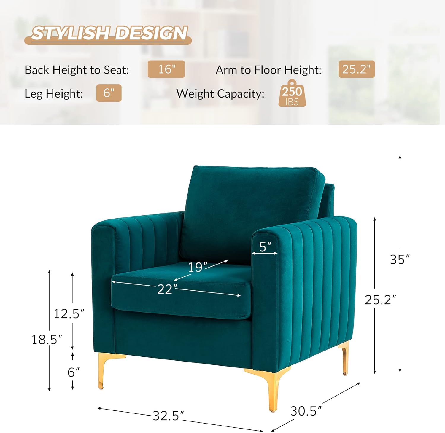 Velvet  Club Chairs Set Of 2, Modern Velvet Armchair Upholstered  Club Chairs Sofa Chairs With Metal Legs -Century Barrel Leisure Chairs Comfy Reading Chairs, Teal
