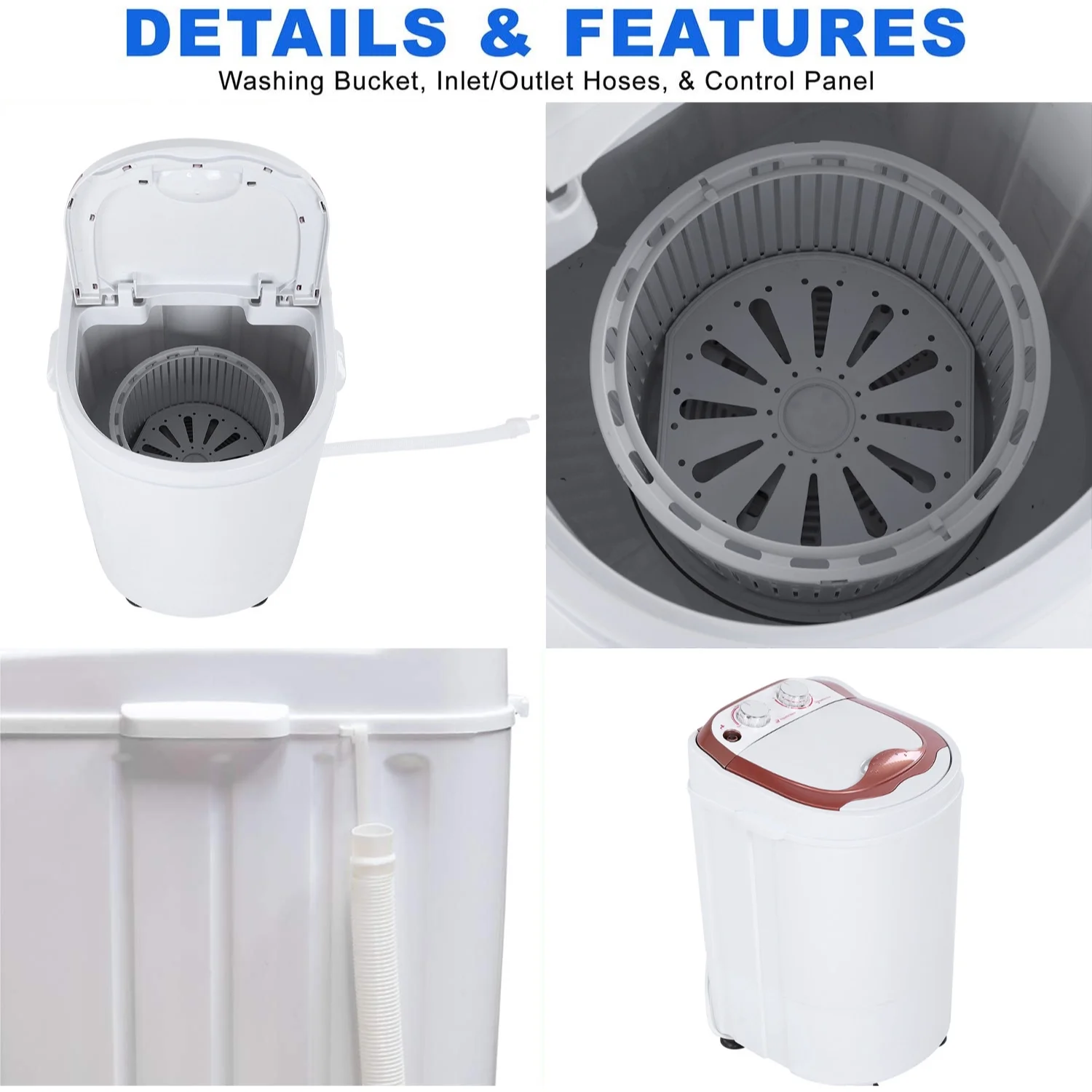 MLMLH wfc1116 110V Mini Portable Washing Machine Semi-Automatic Laundry Washer Spinner US Plug