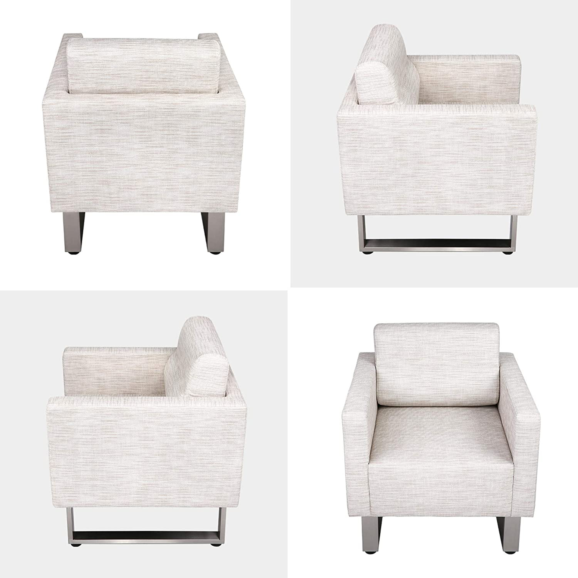 KARMAS PRODUCT Lounge Accent Chair Soft Leather Side Arm Chair Sofa for Bedroom Living Room, Large Guest Club Chair for Studio Office Couch, White