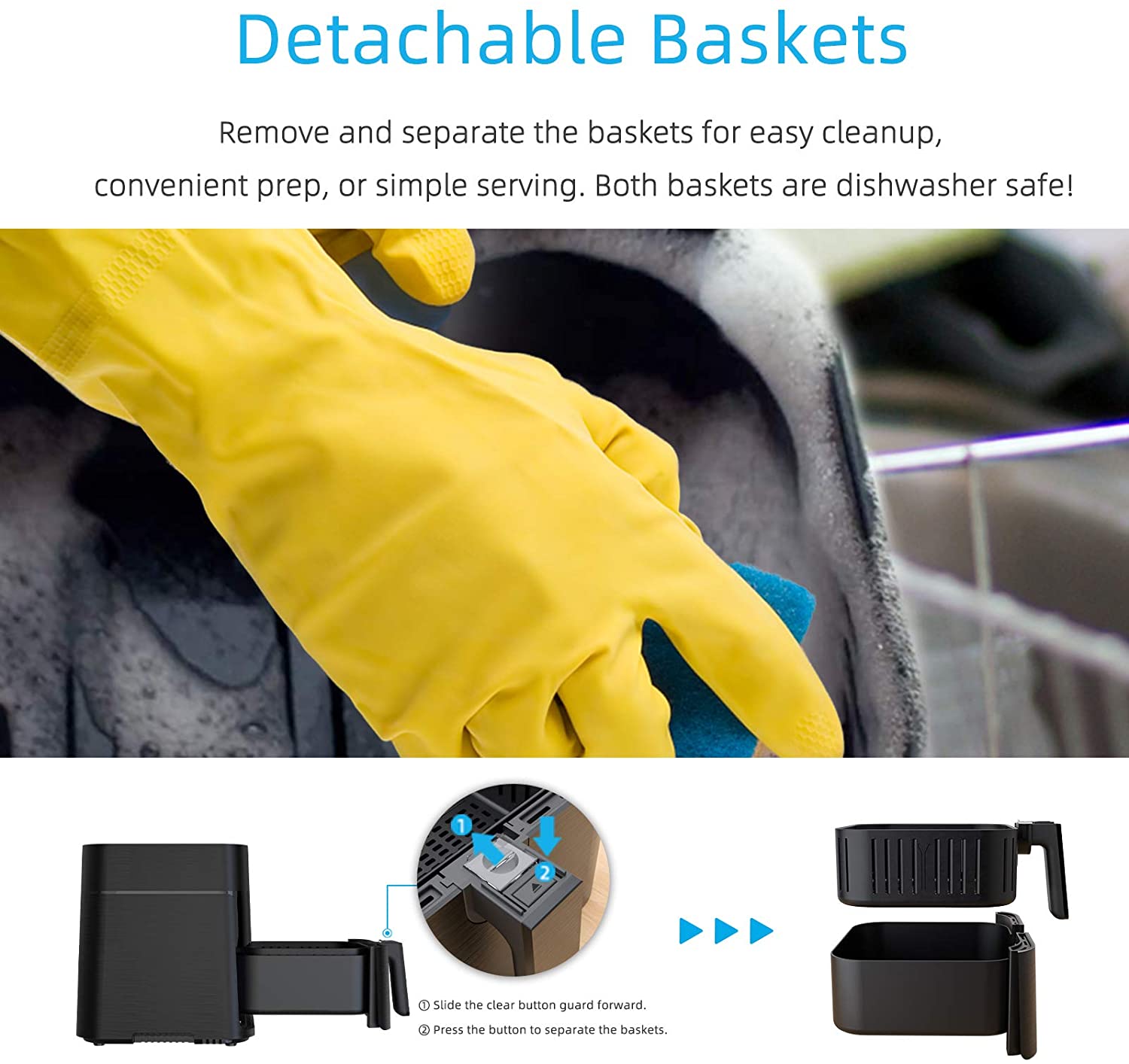 KUPPET Air Fryer, 5.8 QT Electric Air Fryers, Stainless Steel Housing, 7 Cooking Presets Menu, ETL Listed