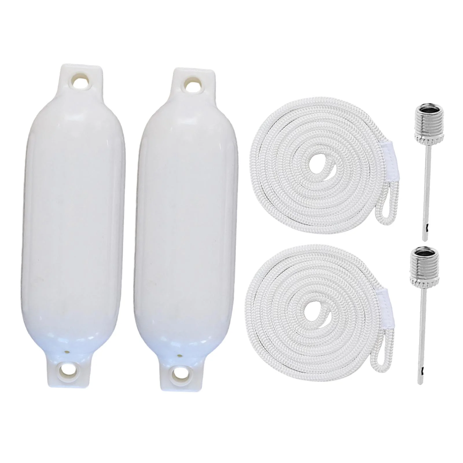 2 Pieces Boat Protectors Swim Buoy Thickened Docking Protection Inflatable PVC Anchor Buoy Anti Collision for Dock Sailboats 2m White Rope